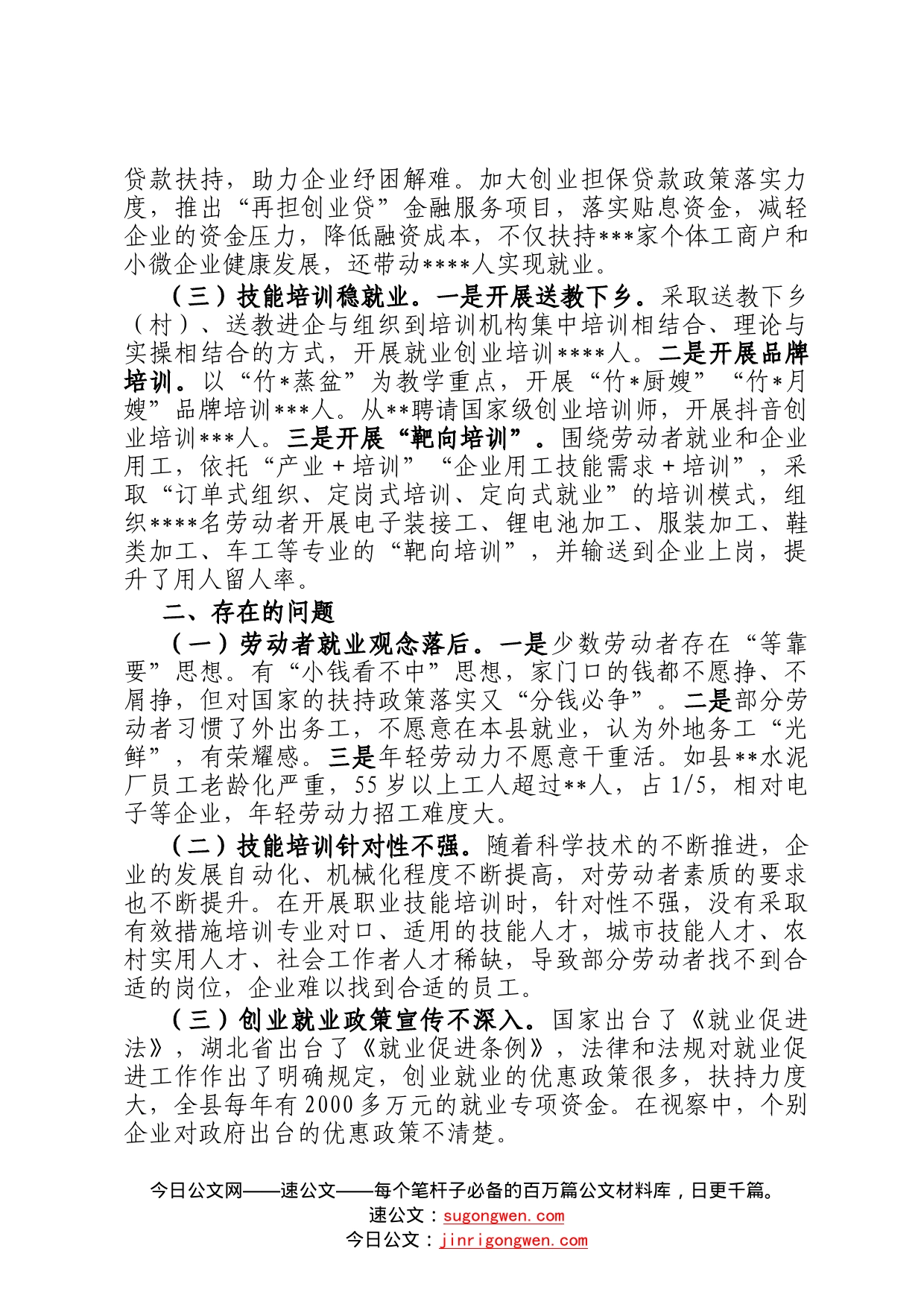 关于2022年全县就业工作情况的视察报告(1)_第2页