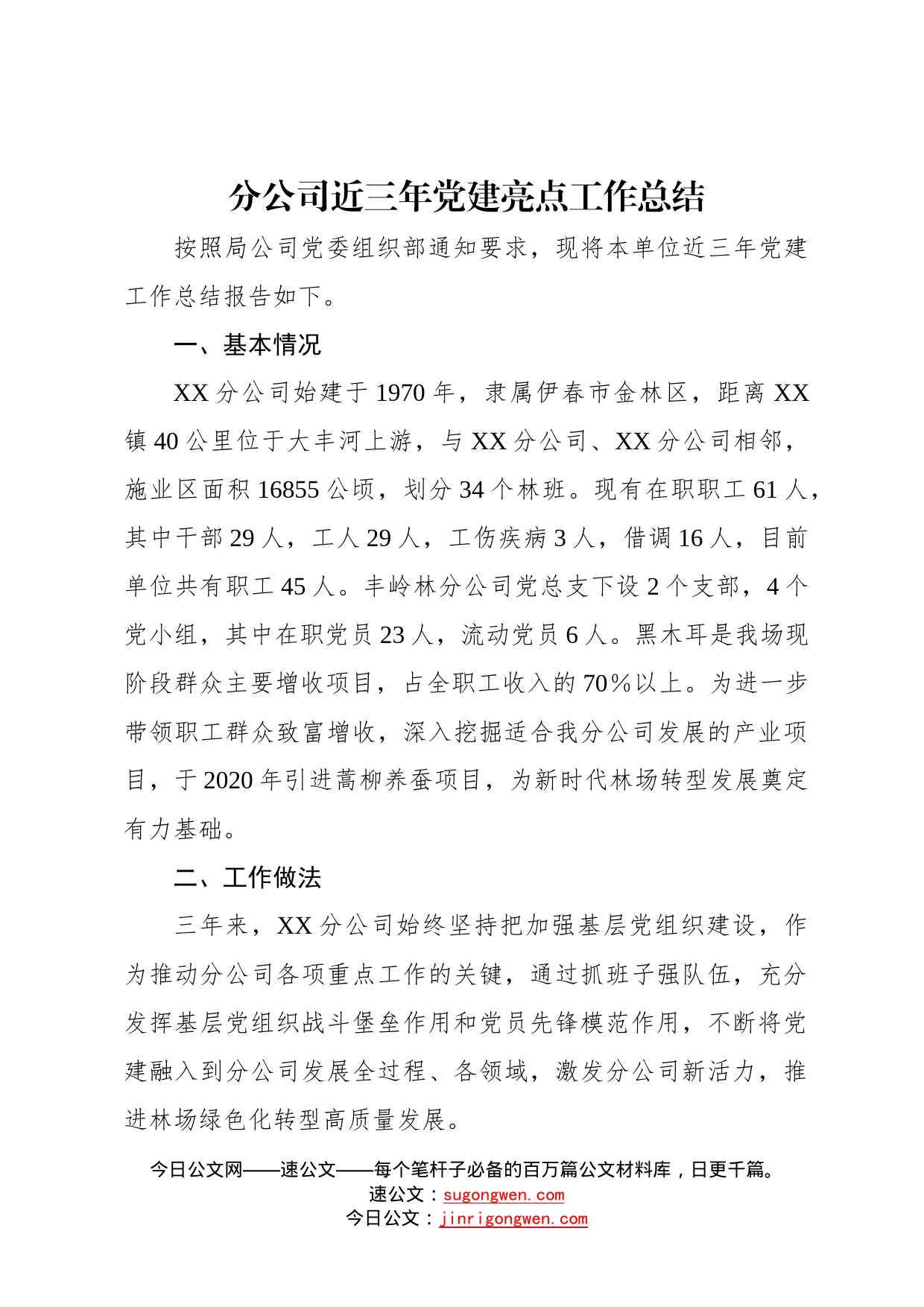 分公司近三年党建亮点工作总结91_第1页