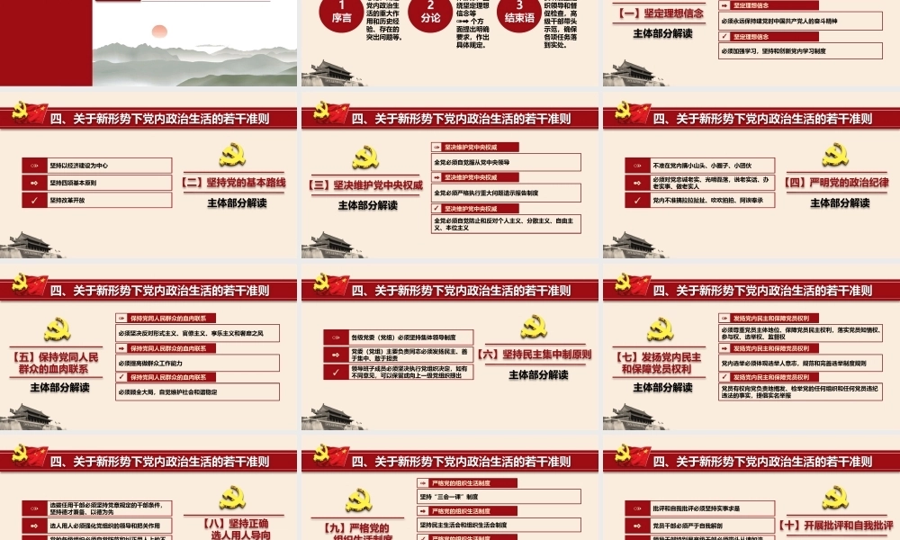 《关于新形势下党内政治生活的若干准则》解读PPT课件模板