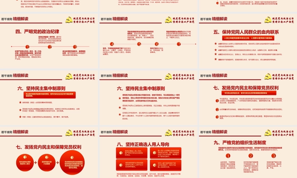 《关于新形势下党内政治生活的若干准则》解读PPT课件模板