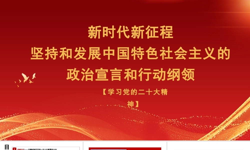 新时代新征程坚持和发展中国特色社会主义的政治宣言和行动纲领（二十大宣讲材料）PPT课件模板