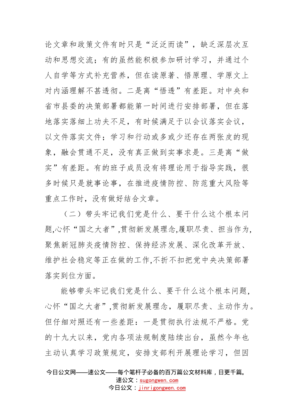 县政府办领导班子学习教育专题民主生活会检视剖析材料_第2页