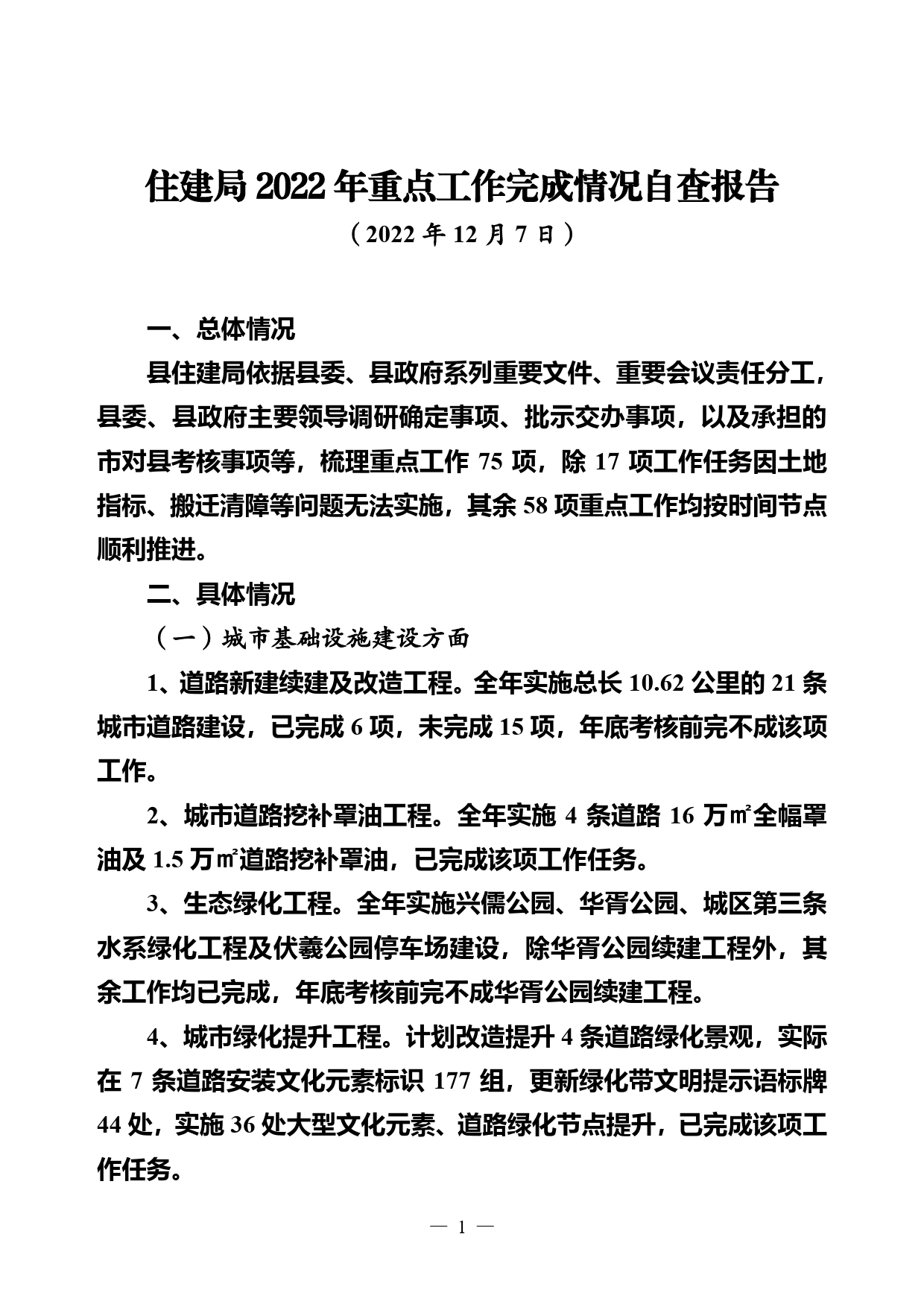 住建局2022年重点工作完成情况自查报告.6_第1页