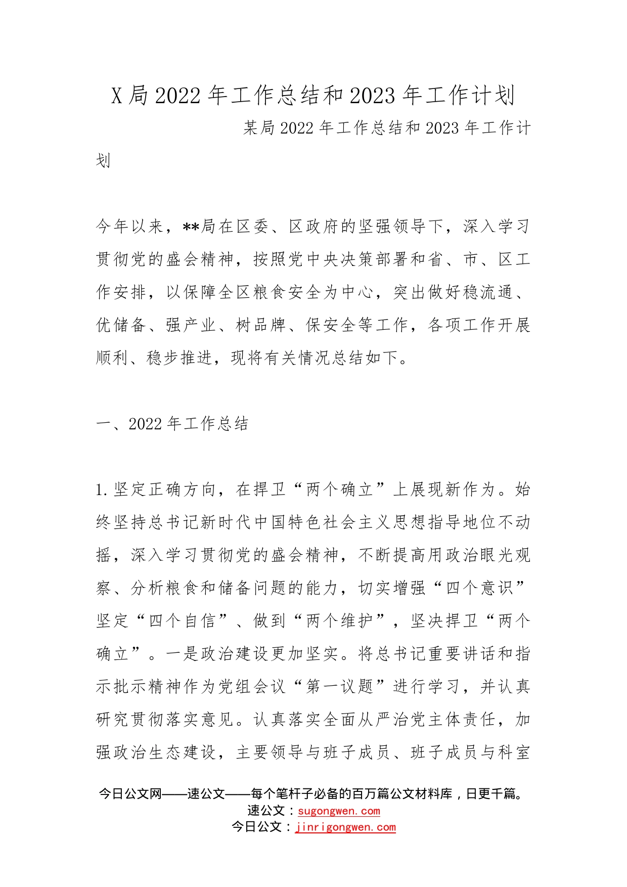 局2022年工作总结和2023年工作计划_第1页