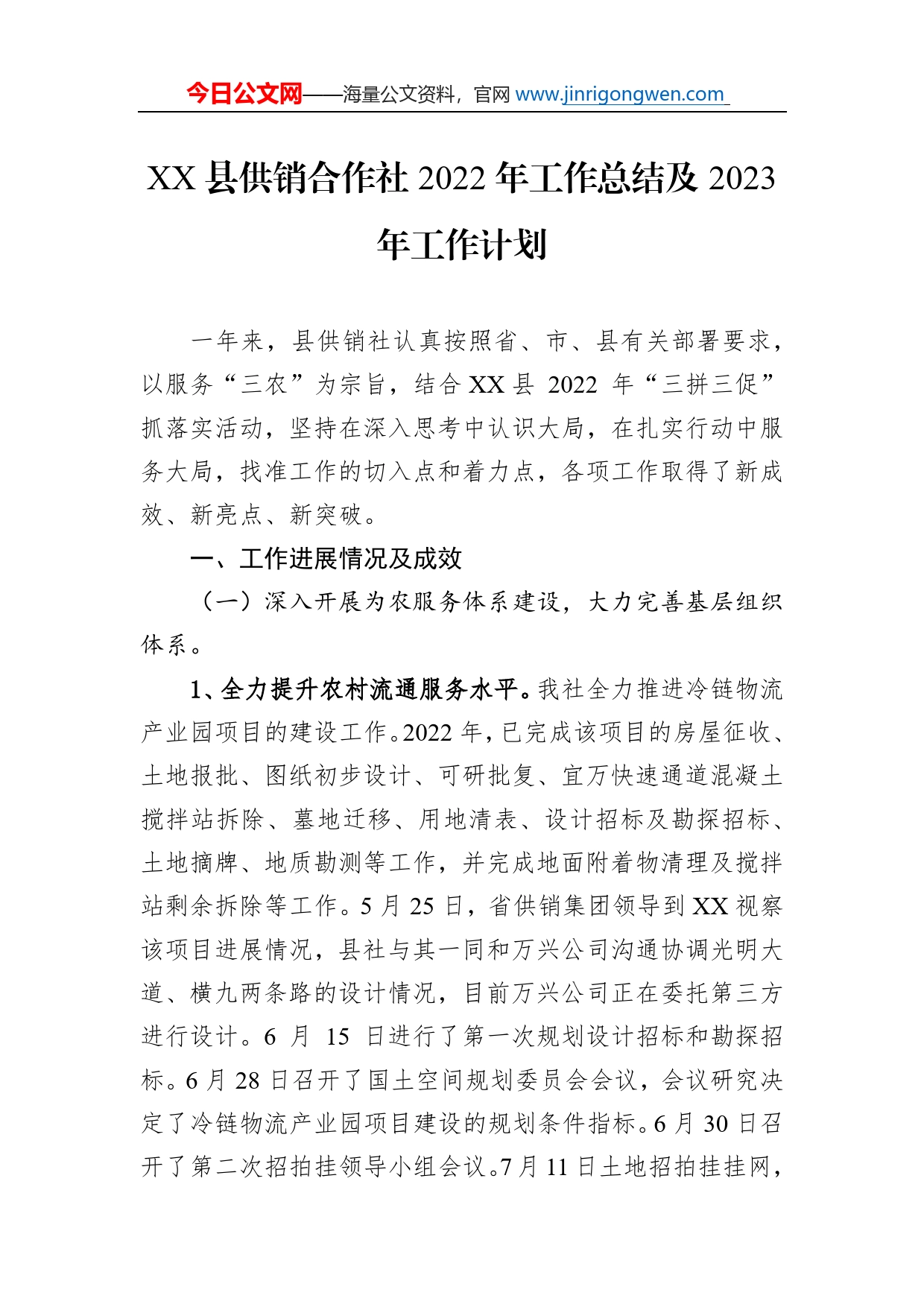 县供销合作社2022年工作总结及2023年工作计划_第1页