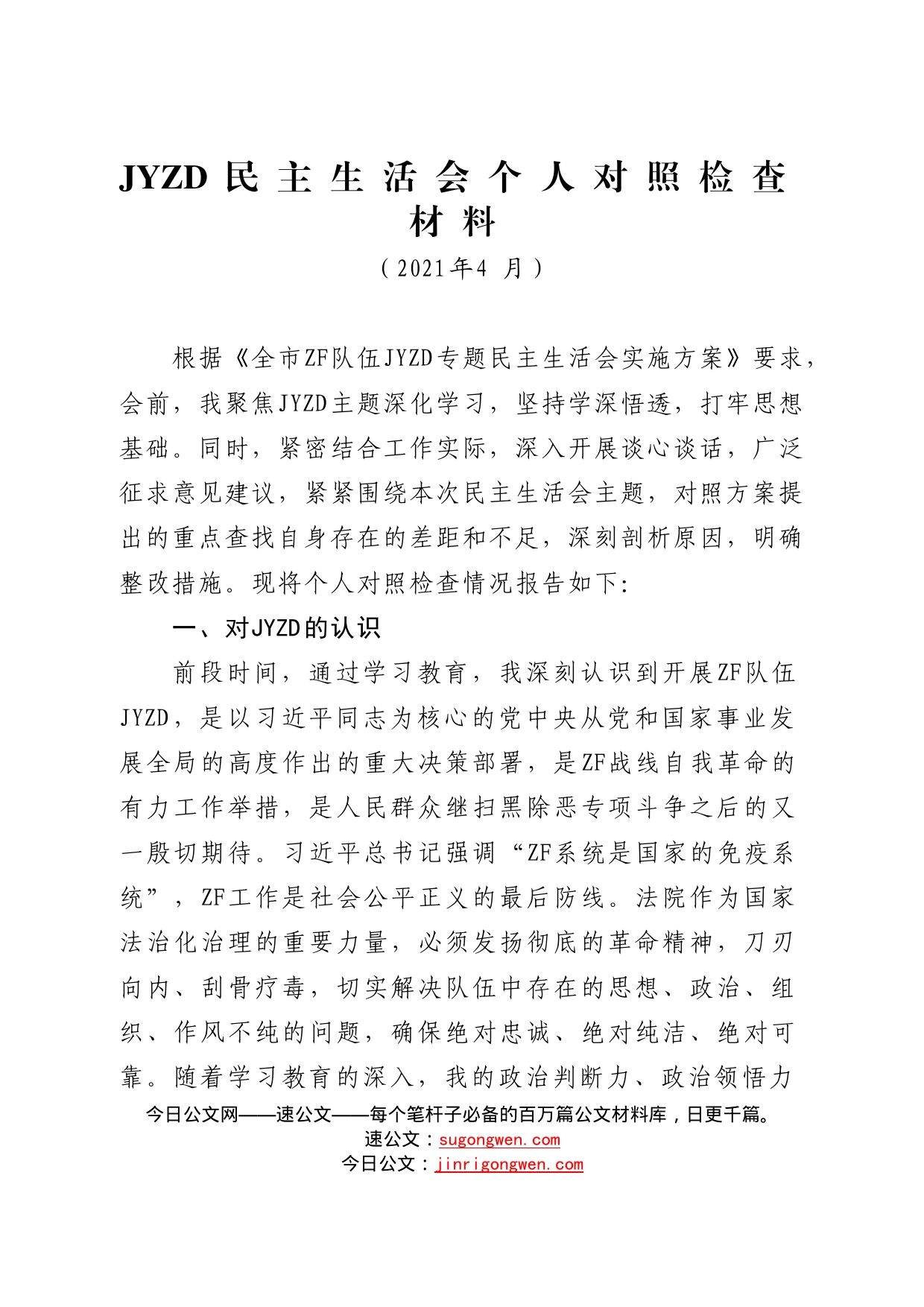 政法队伍教育整顿专题民主生活会（法院）_第1页