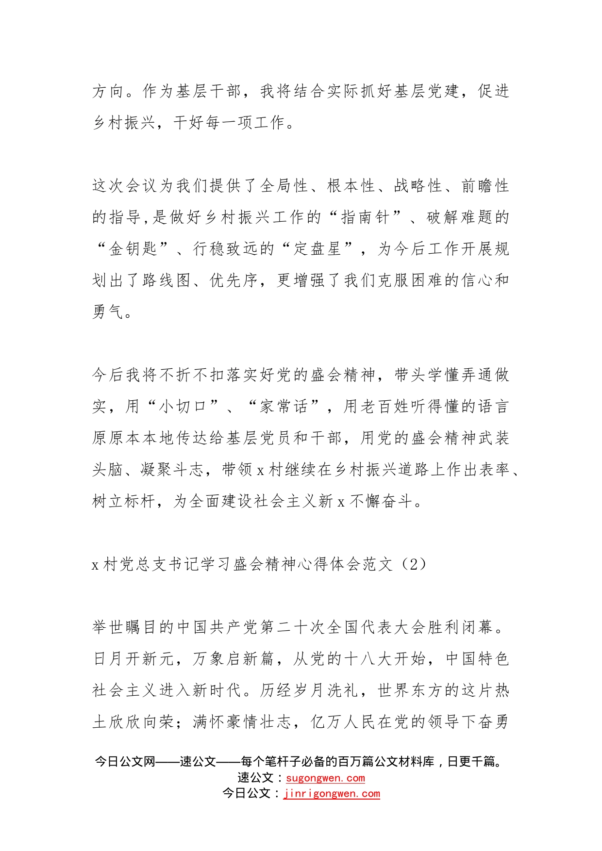 社区村党支部书记，驻村第一书记学习盛会精神心得体会汇编_第2页