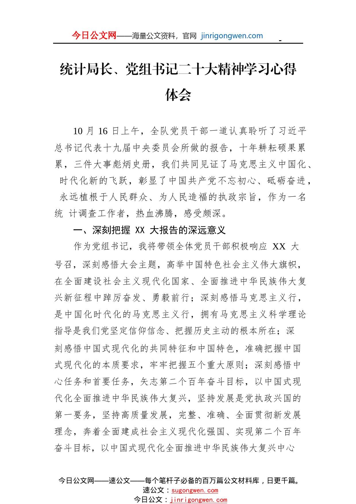 统计局长、党组书记二十大精神学习心得体会061_1_第1页