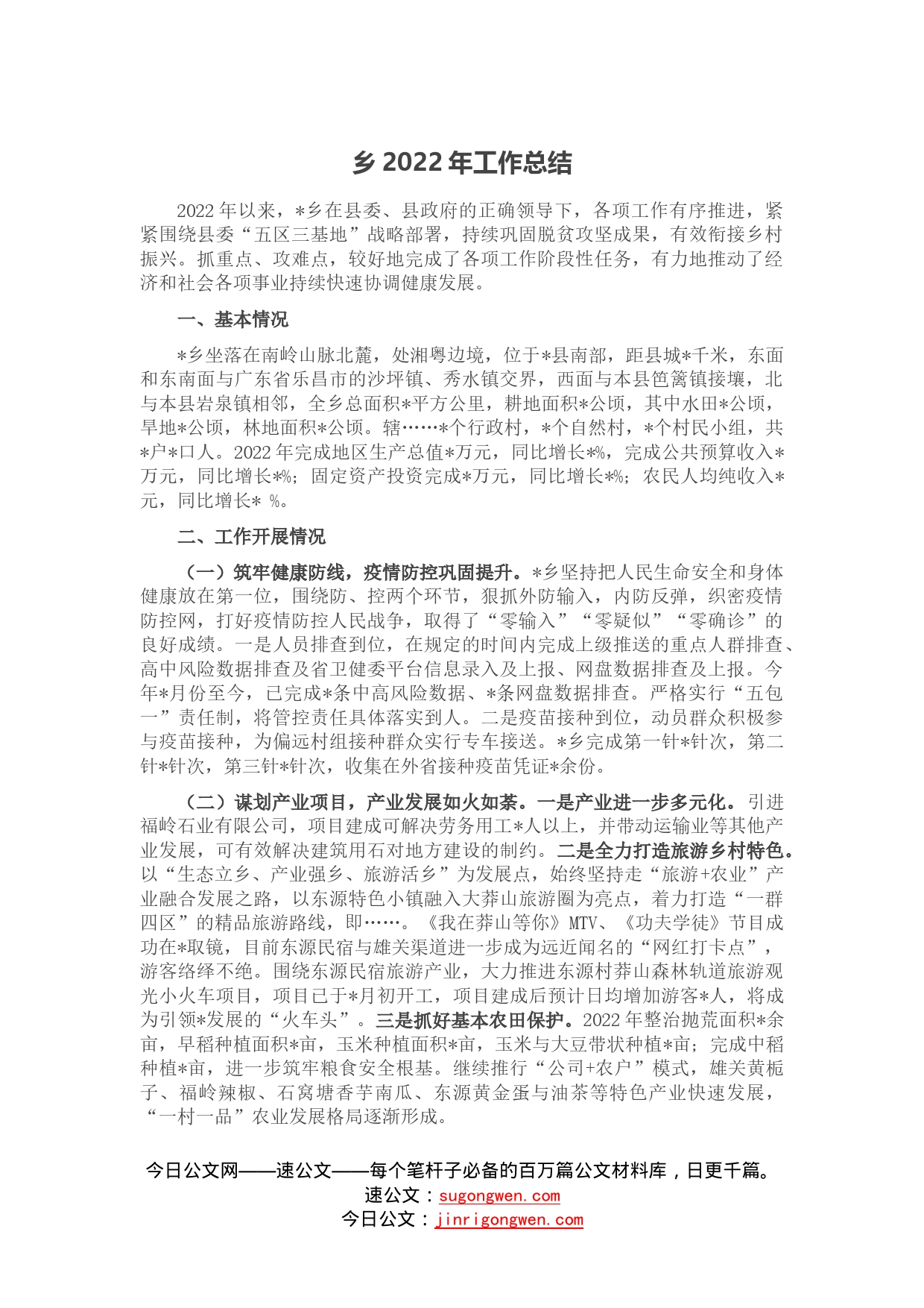 乡2022年工作总结(1)_第1页