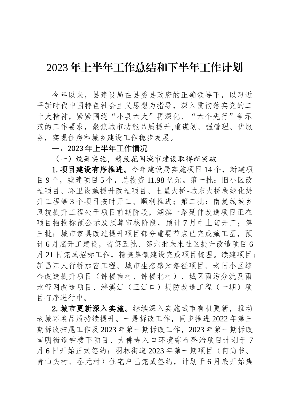 2023年上半年工作总结和下半年工作计划（20230621）_第1页