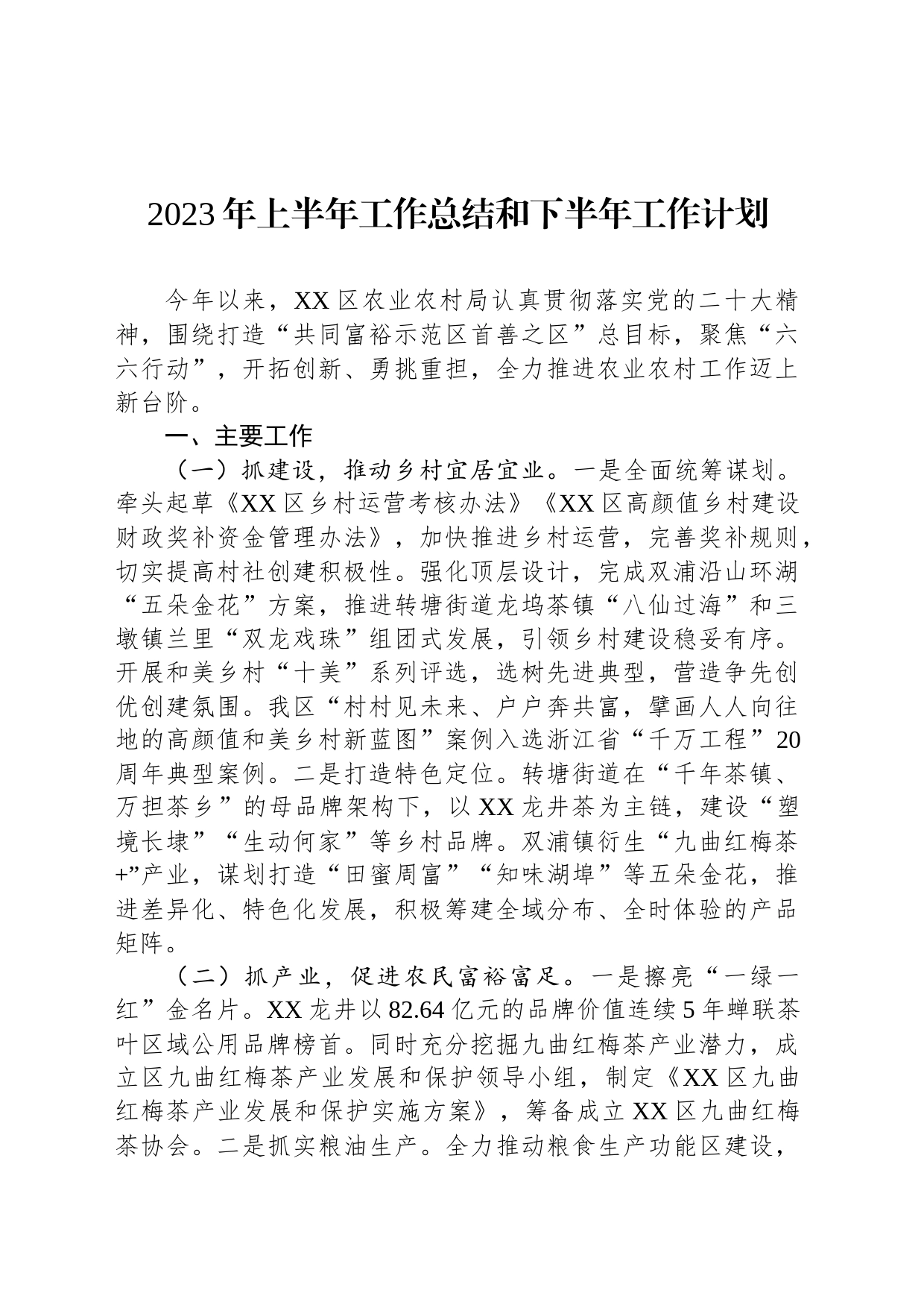 2023年上半年工作总结和下半年工作计划（20230625）_第1页