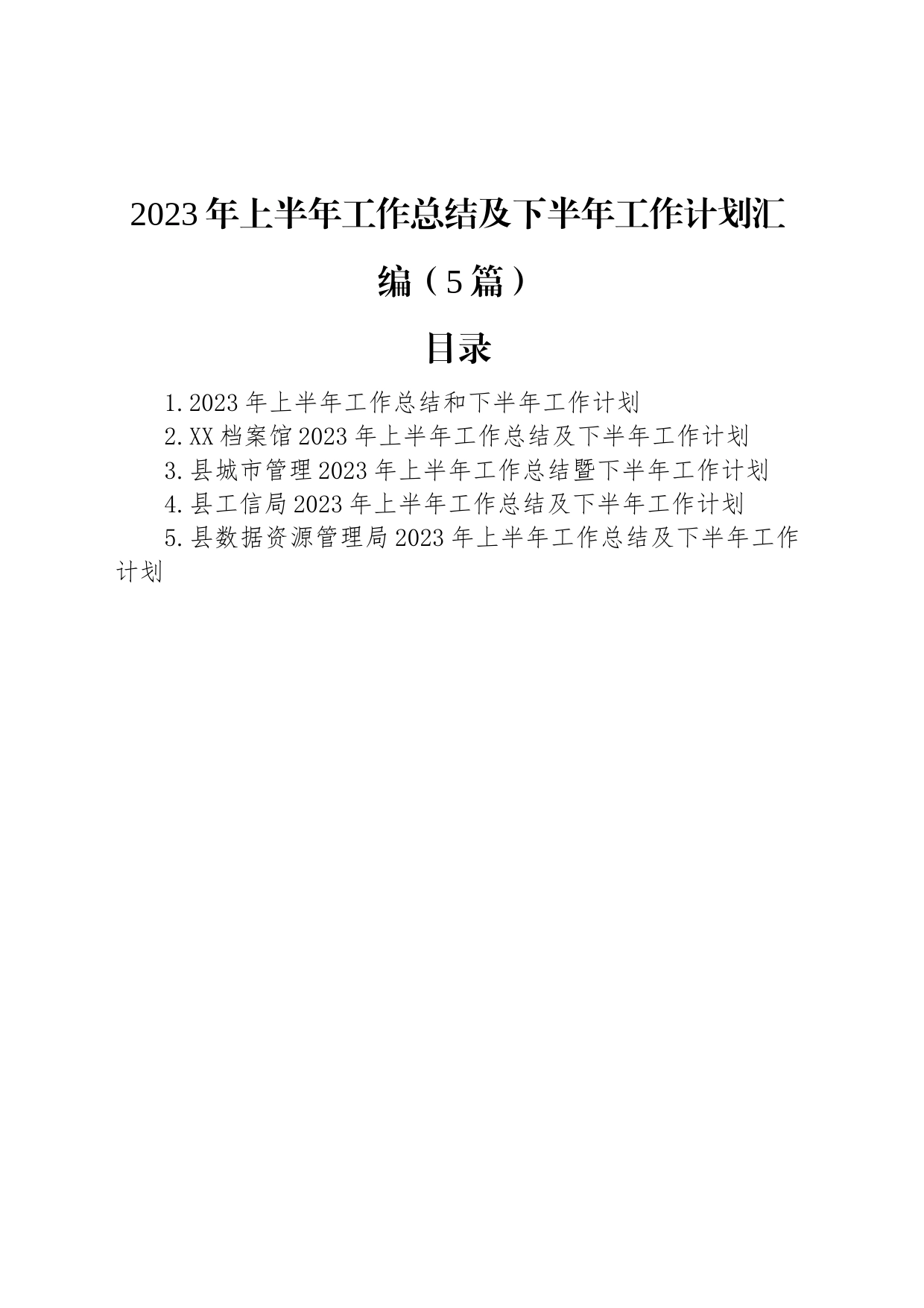 2023年上半年工作总结及下半年工作计划汇编（5篇）_第1页