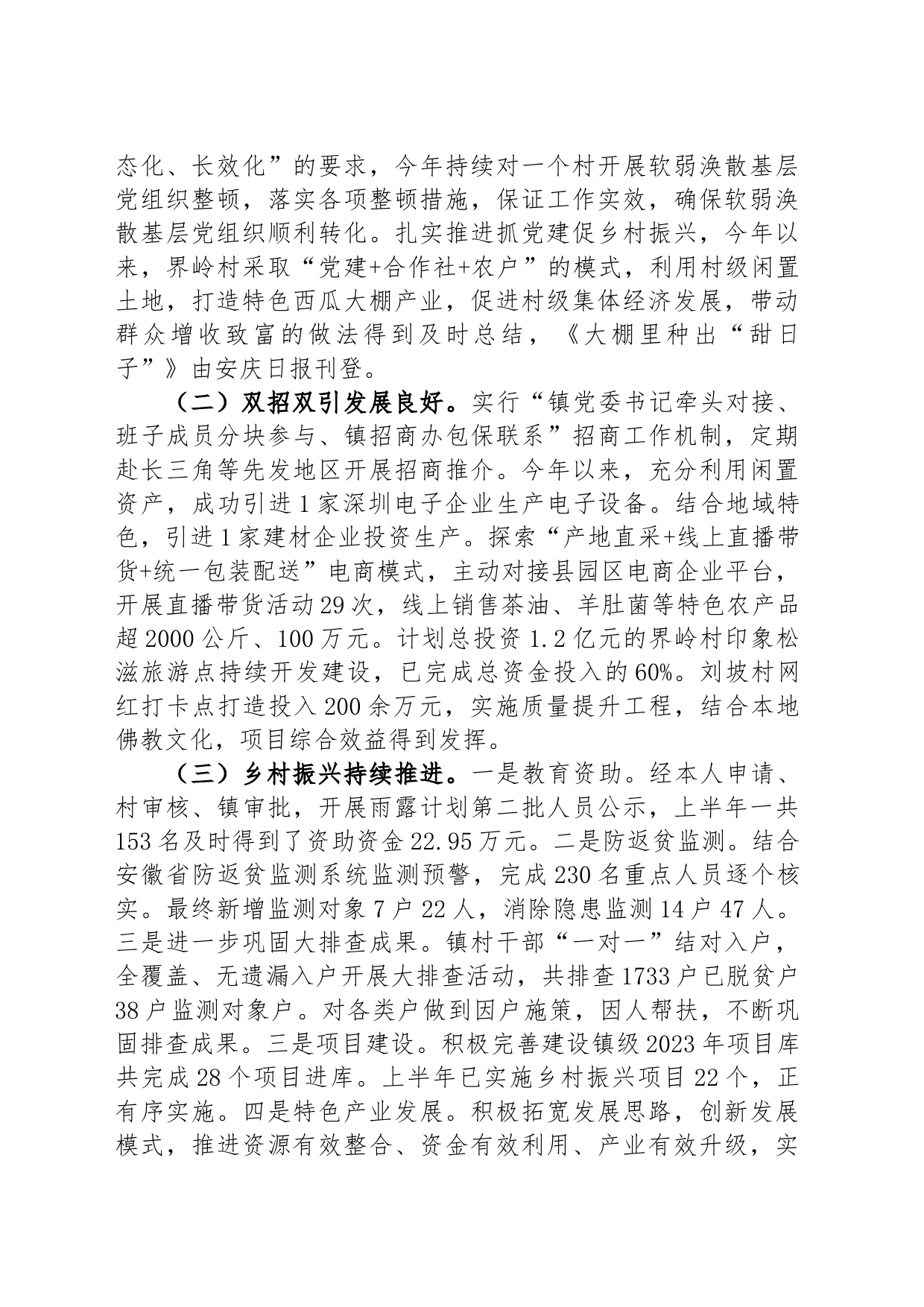 镇2023年上半年工作总结与2023年下半年工作计划_第2页
