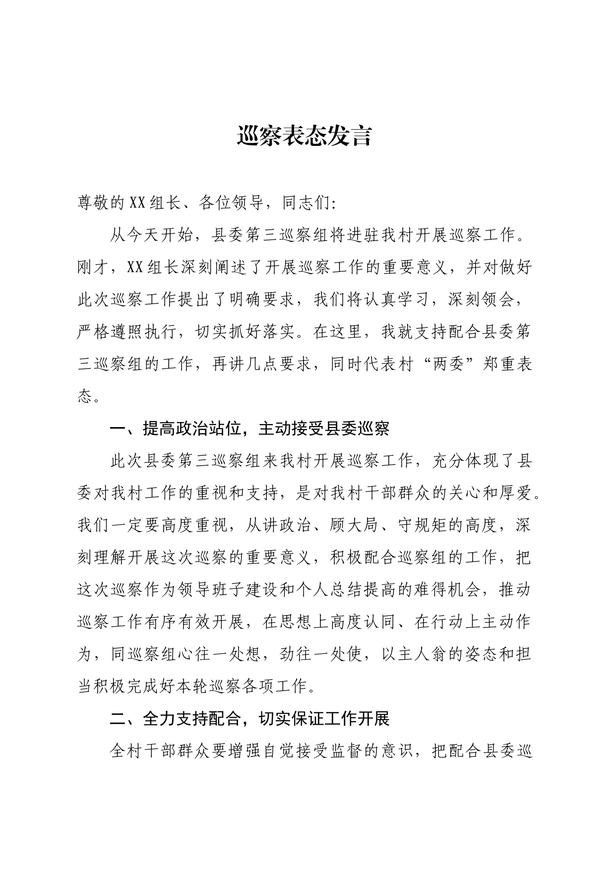 巡察表态发言_第1页