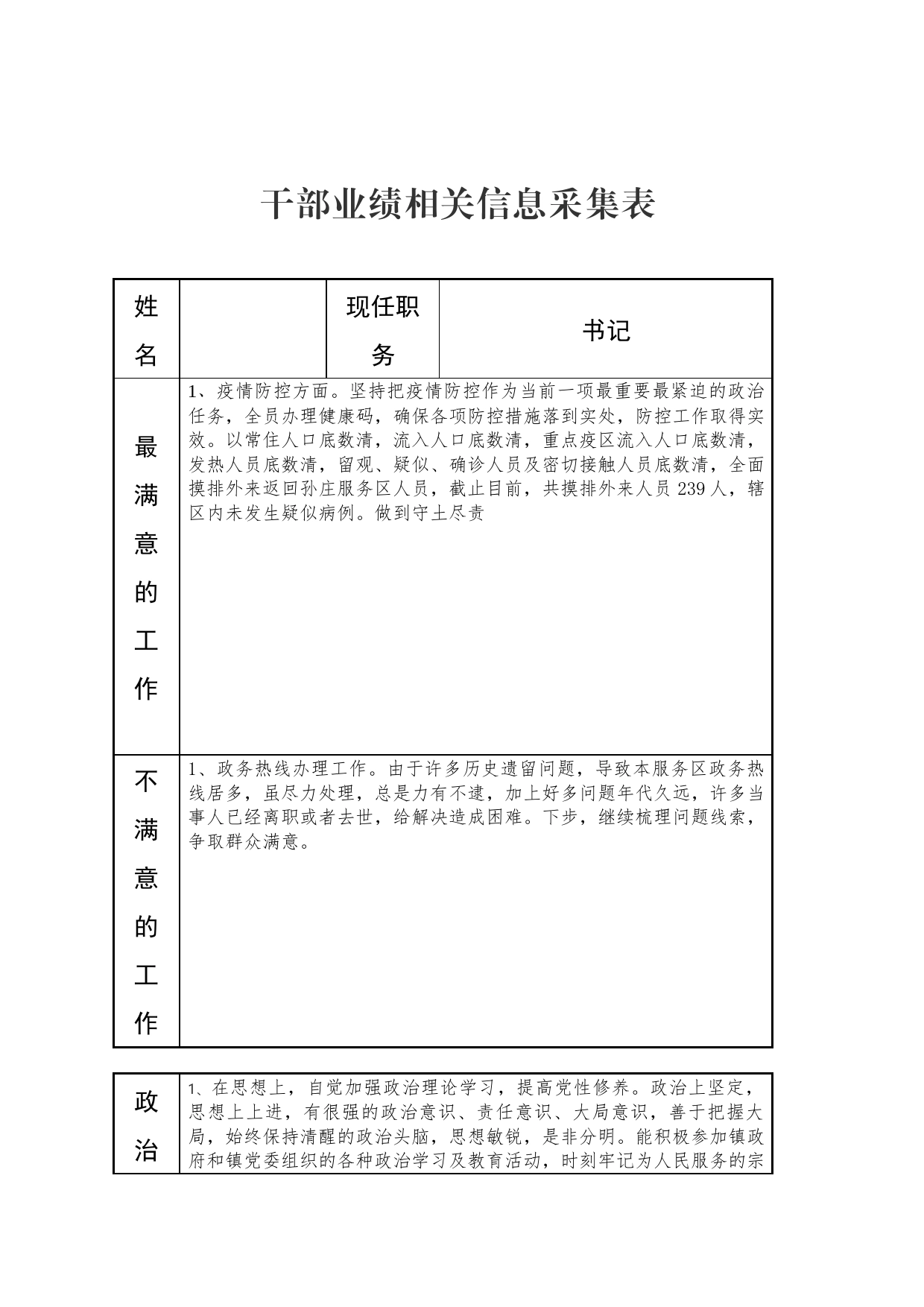 干部业绩相关信息采集表_第1页