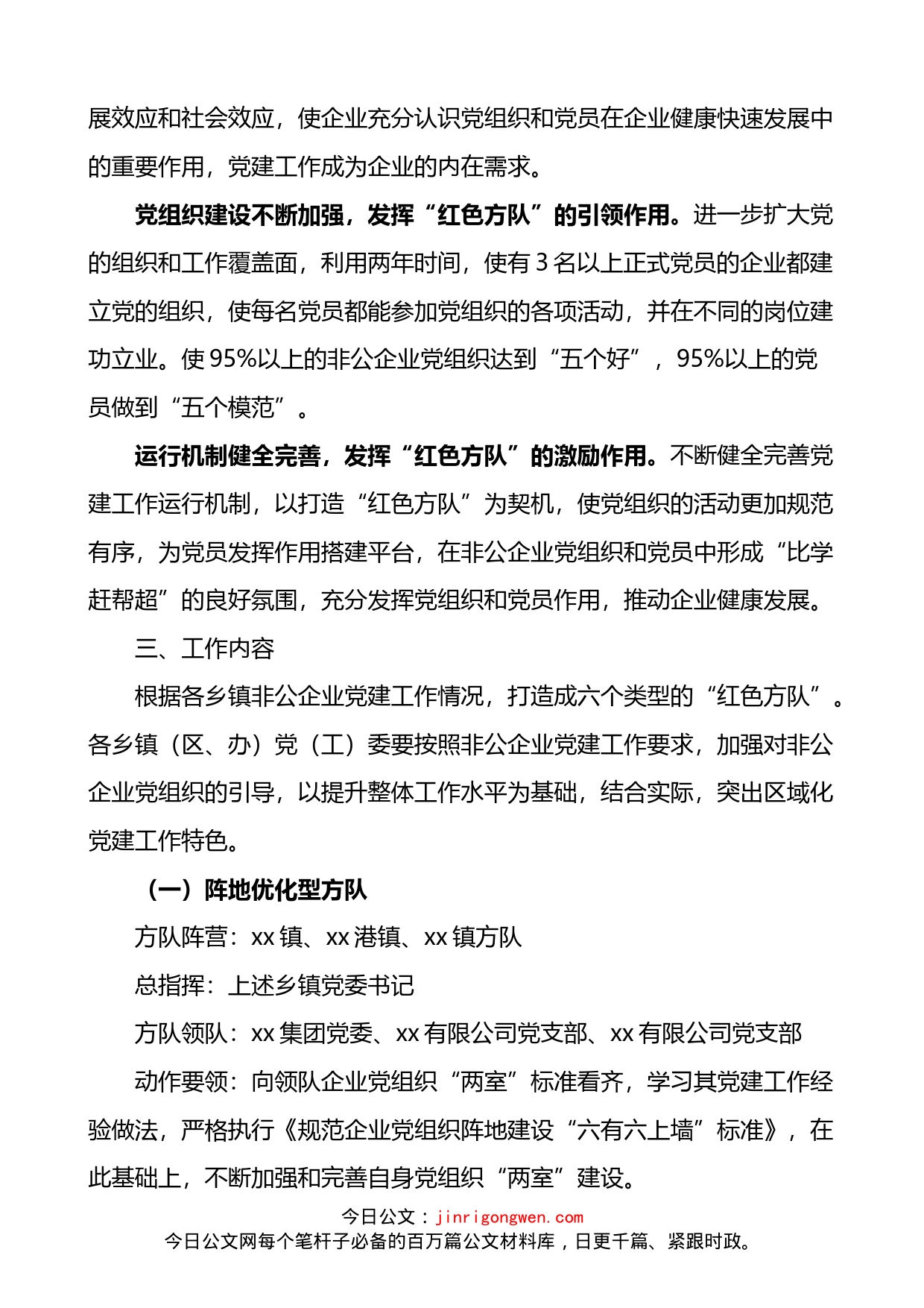 关于在全市非公有制企业党组织中实施红色方队工程的安排意见_第2页