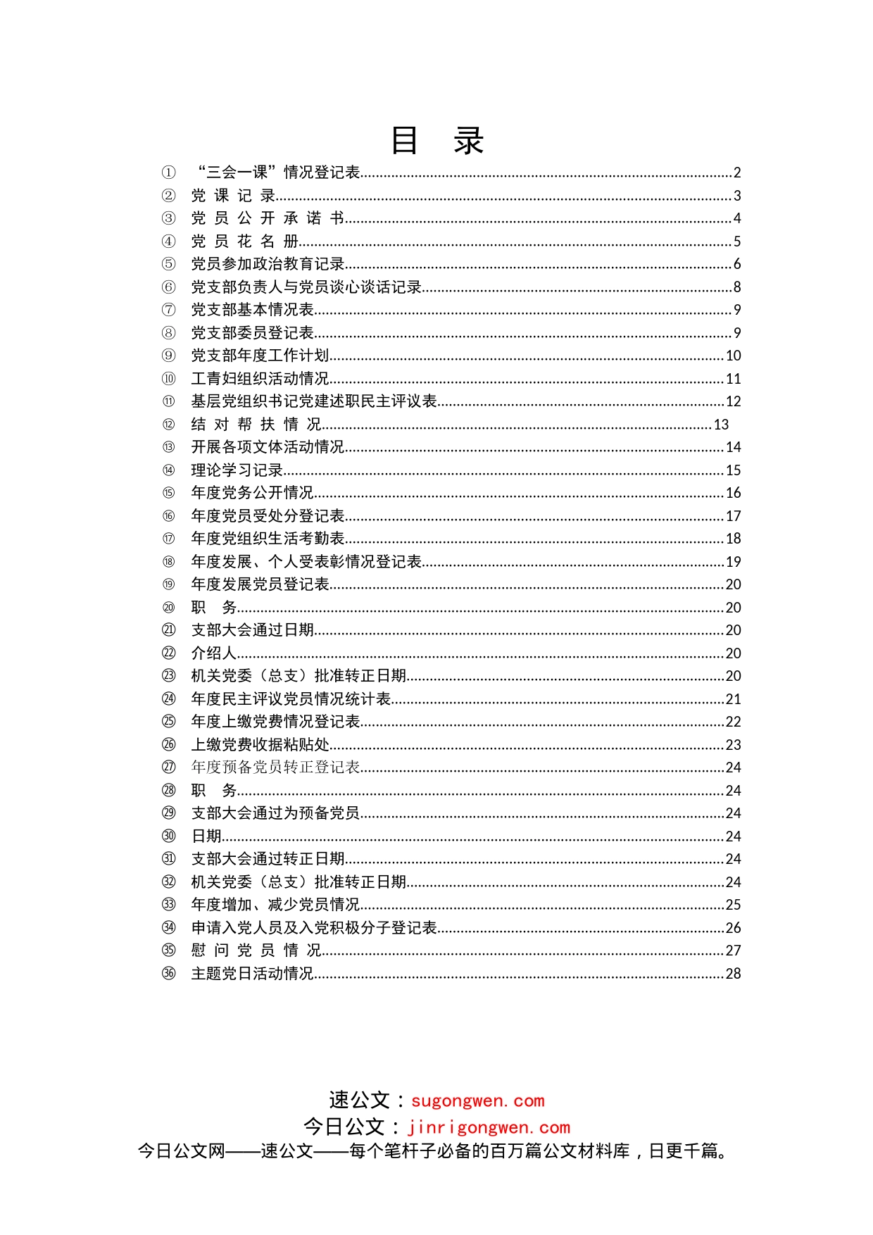 党务工作各类表格模板汇编_第1页