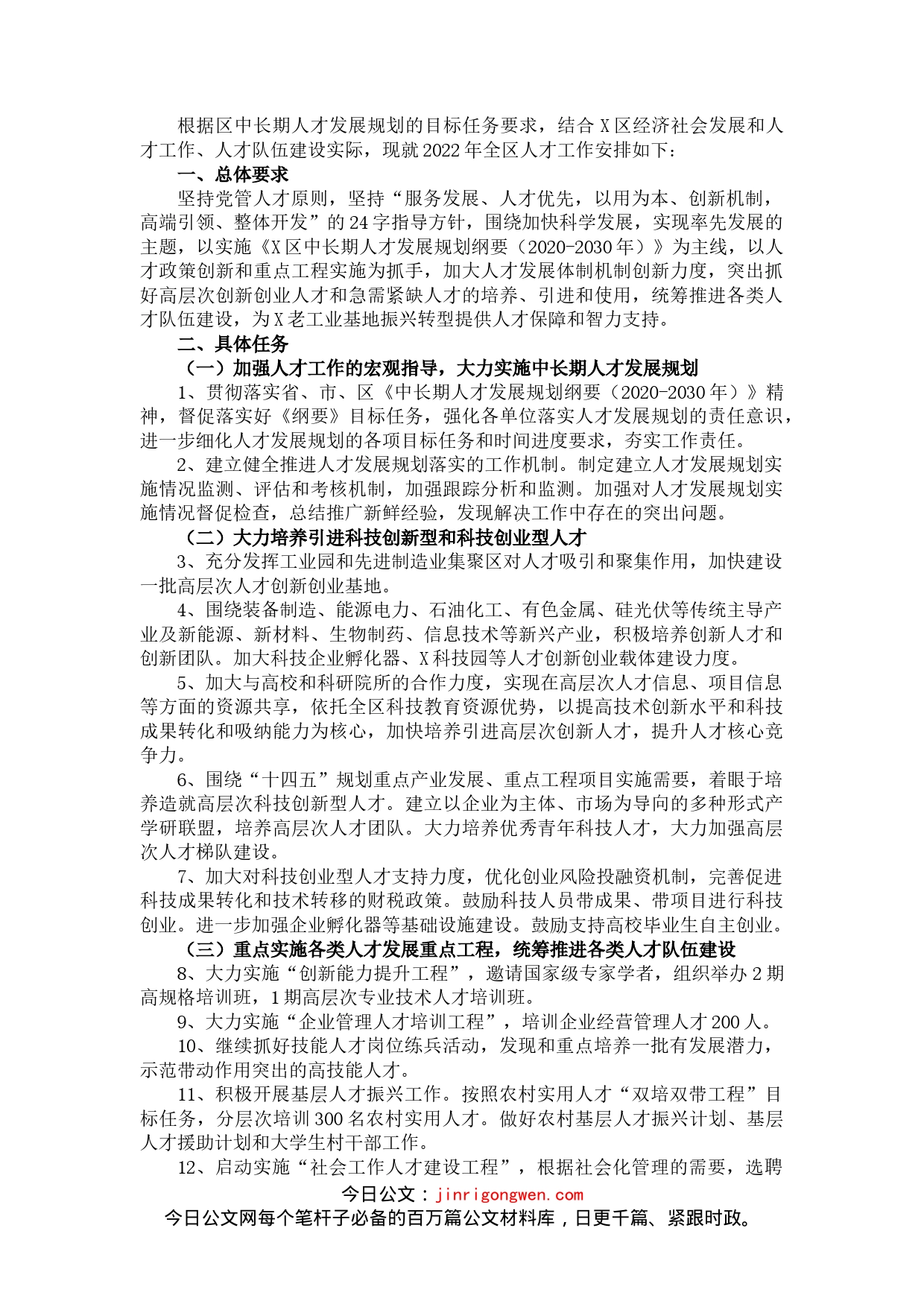 区2022年度人才工作要点_第1页