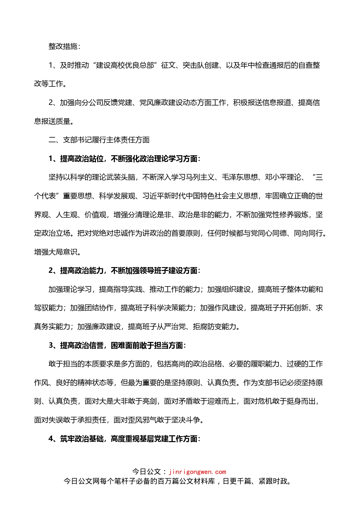 党支部党的建设主体责任约谈整改措施_第2页