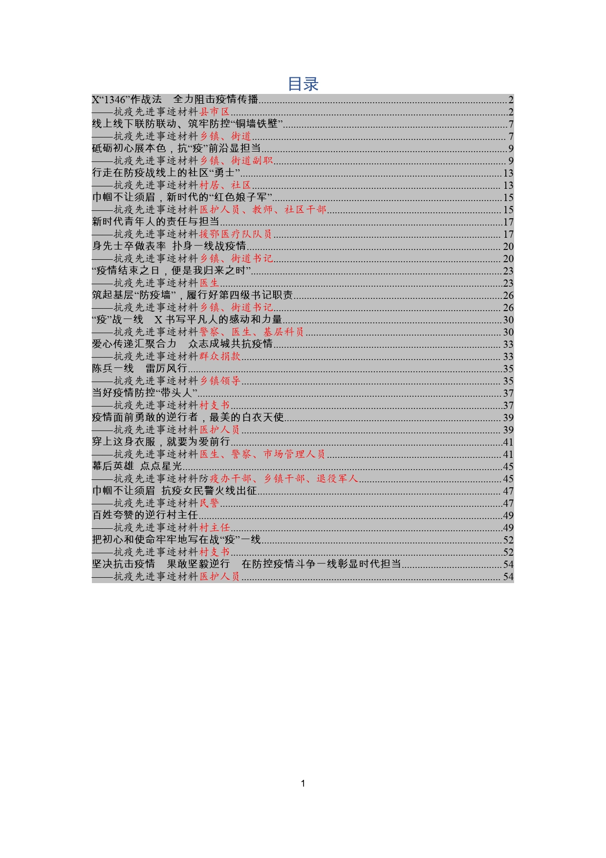 防控事迹材料20篇_第1页