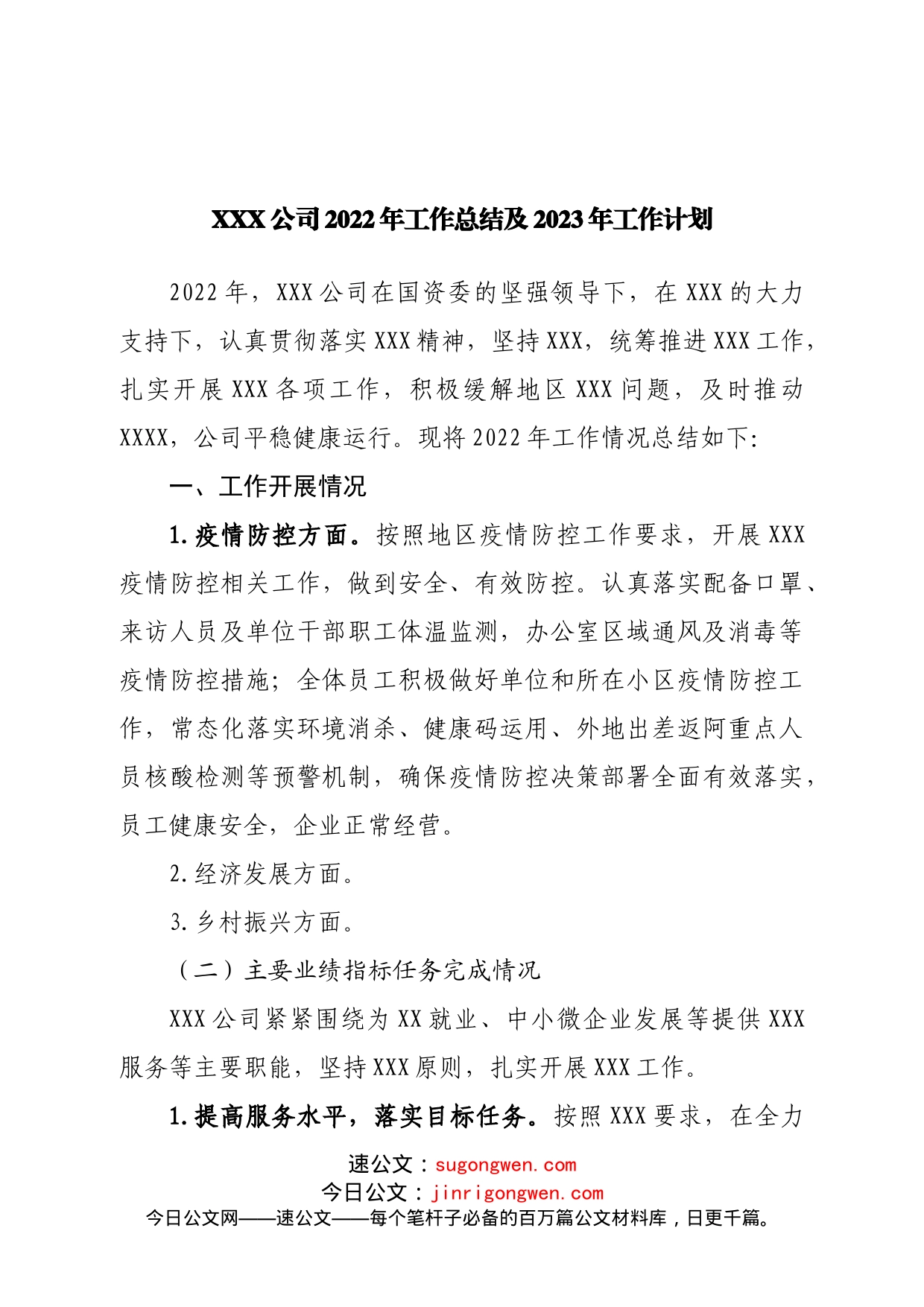 公司2022年工作总结及2023年工作计划_第1页