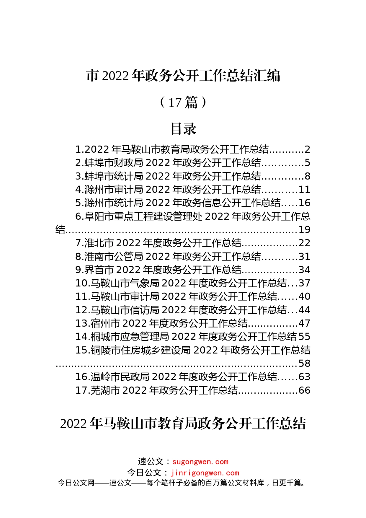 (17篇)市2022年政务公开工作总结汇编_第1页