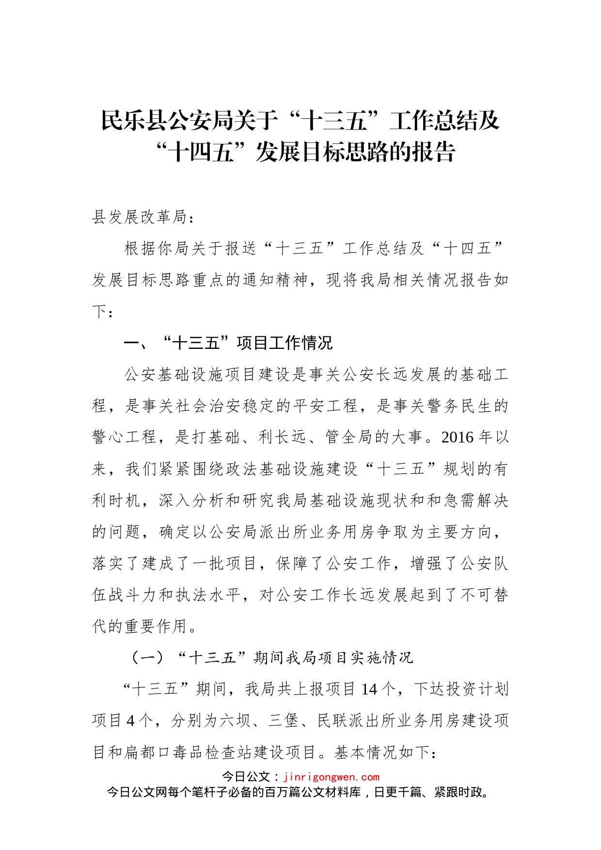 公安局关于“十三五”工作总结及“十四五”发展目标思路的报告_第1页