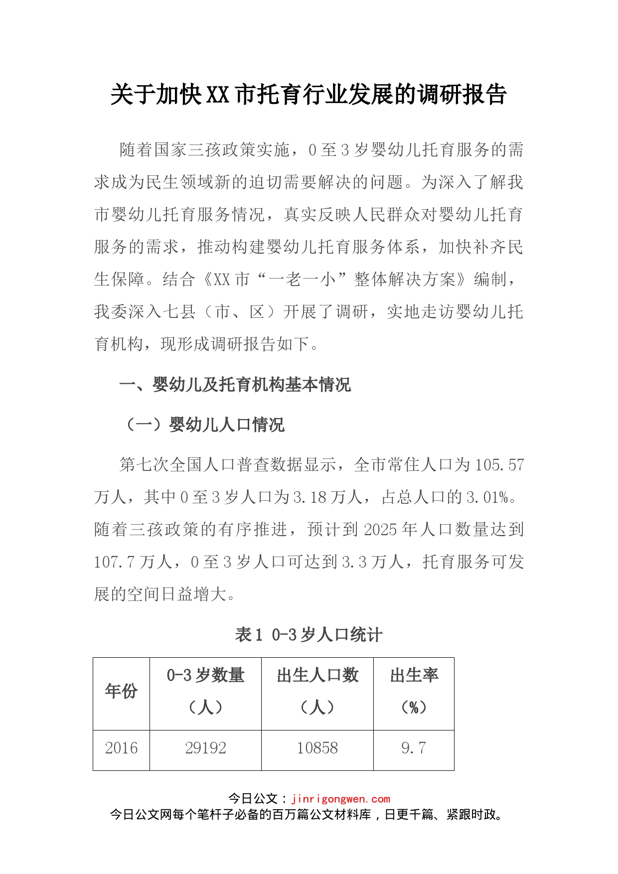 关于加快XX市托育行业发展的调研报告_第2页