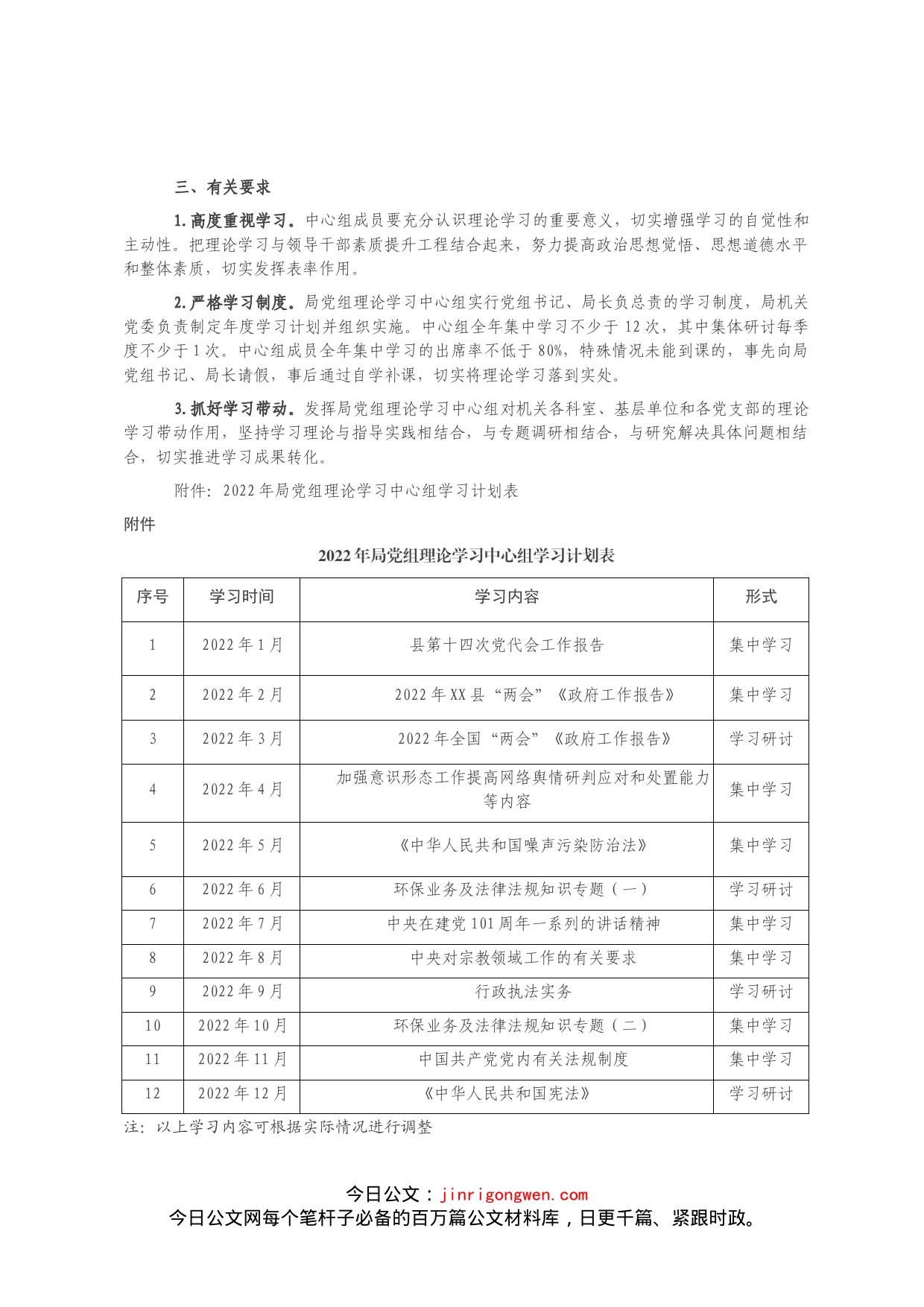 2022年局党组理论学习中心组学习计划_第2页