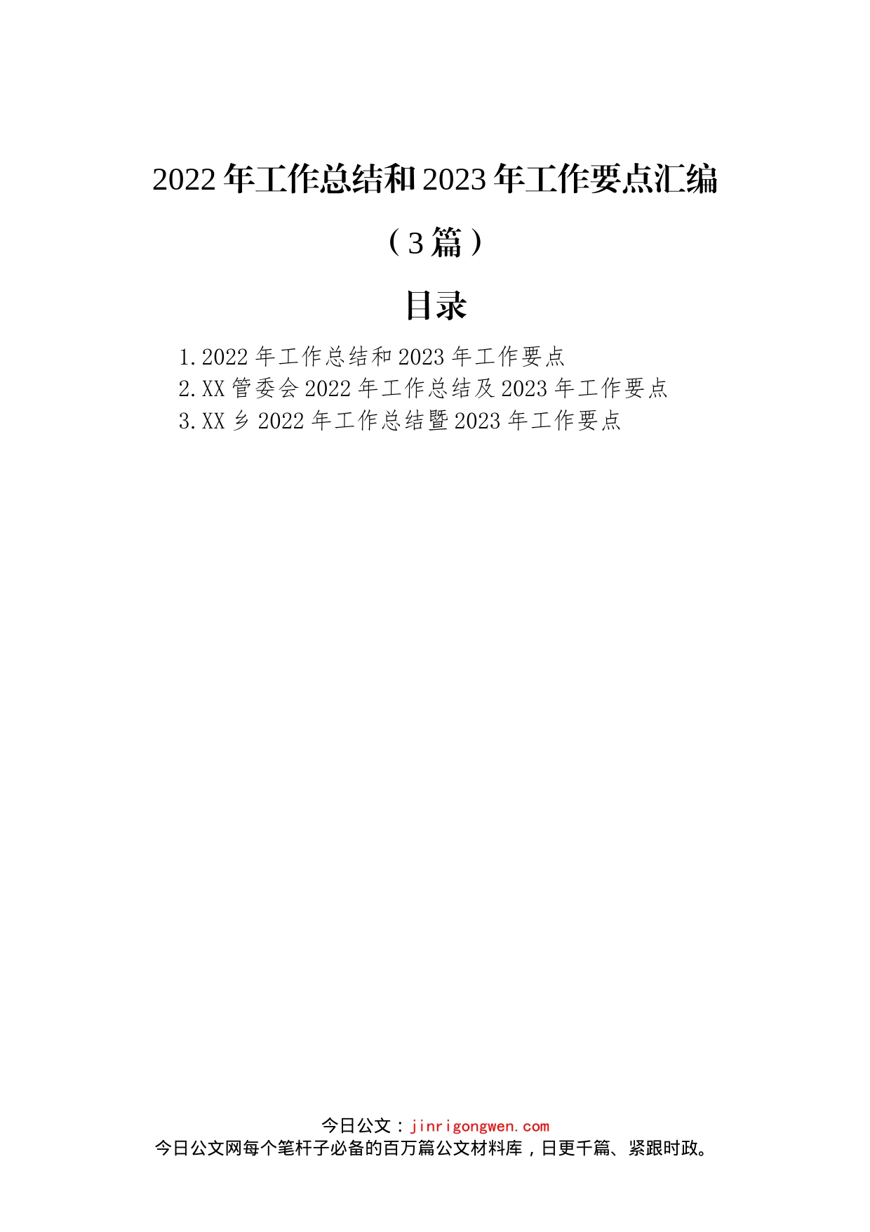 2022年工作总结和2023年工作要点汇编（3篇）_第1页