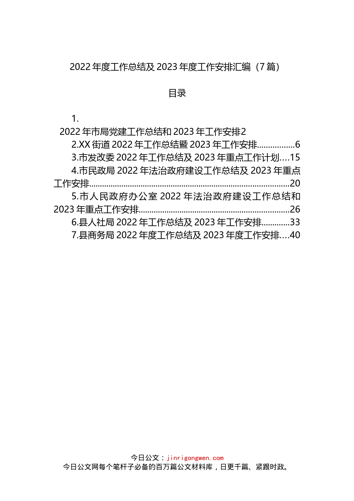 2022年度工作总结及2023年度工作安排汇编_第1页