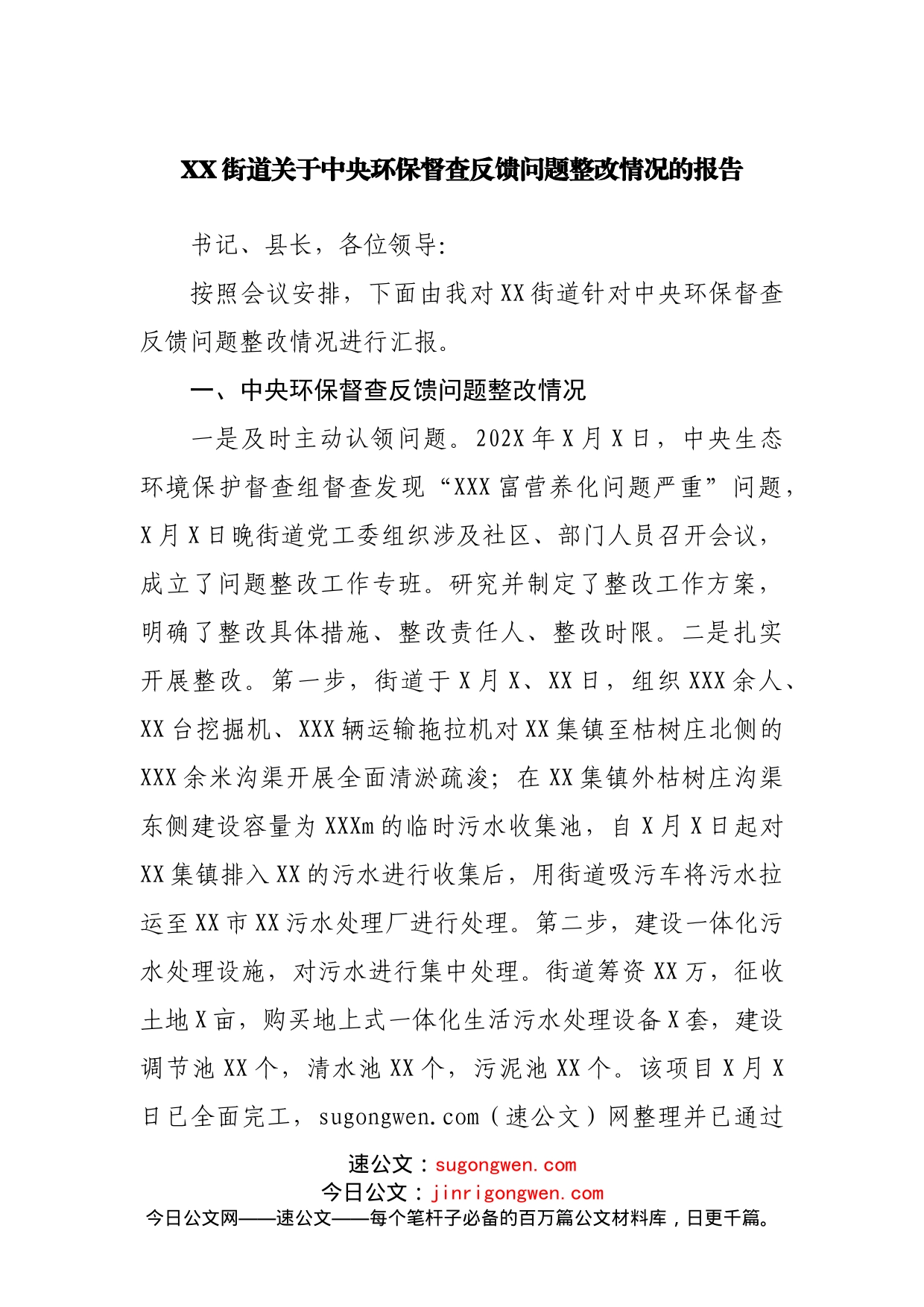 环保督查反馈问题整改情况的报告_第1页