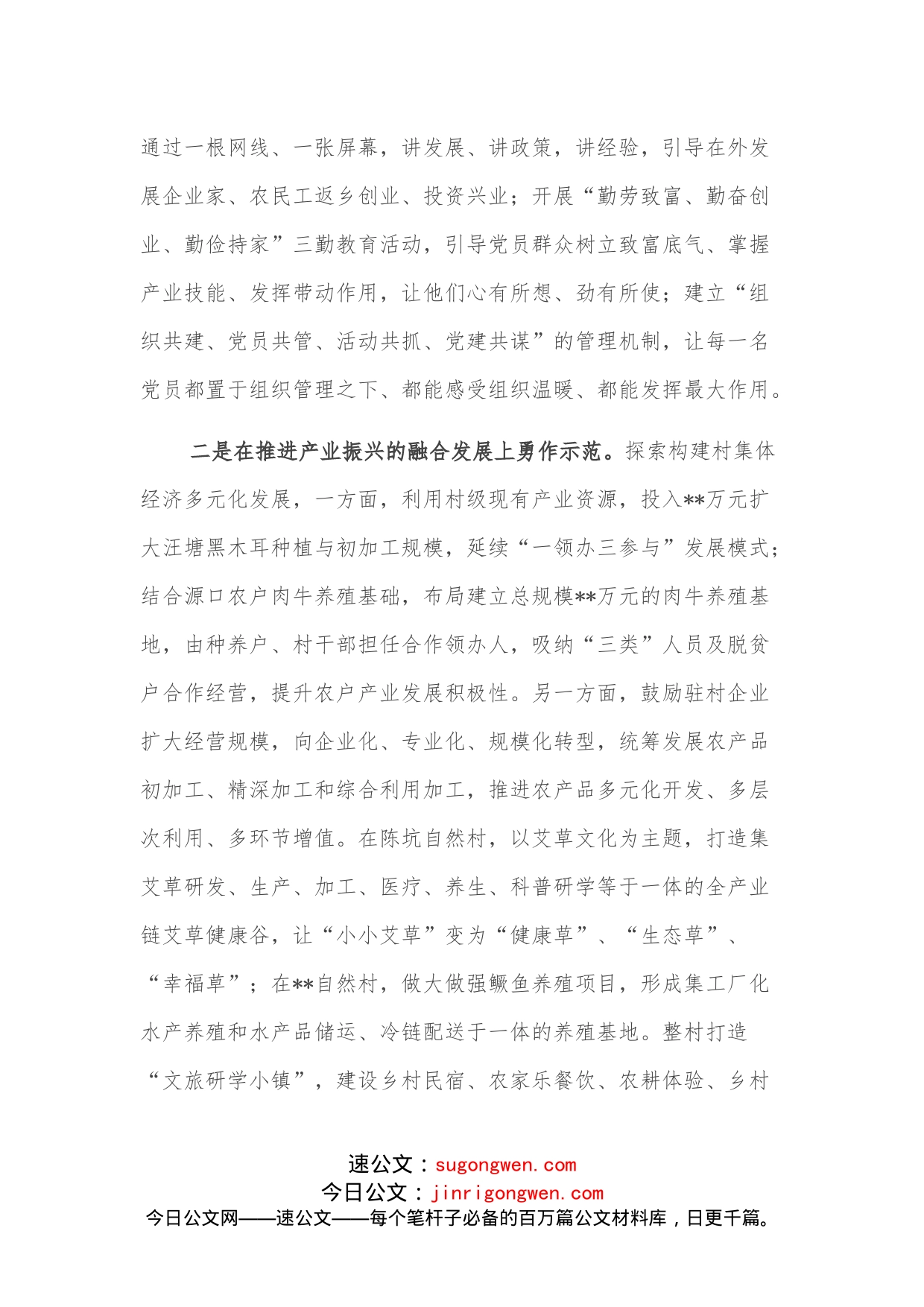 村党支部在县委全体（扩大）会议暨全县高质量发展表彰大会上的发言_第2页