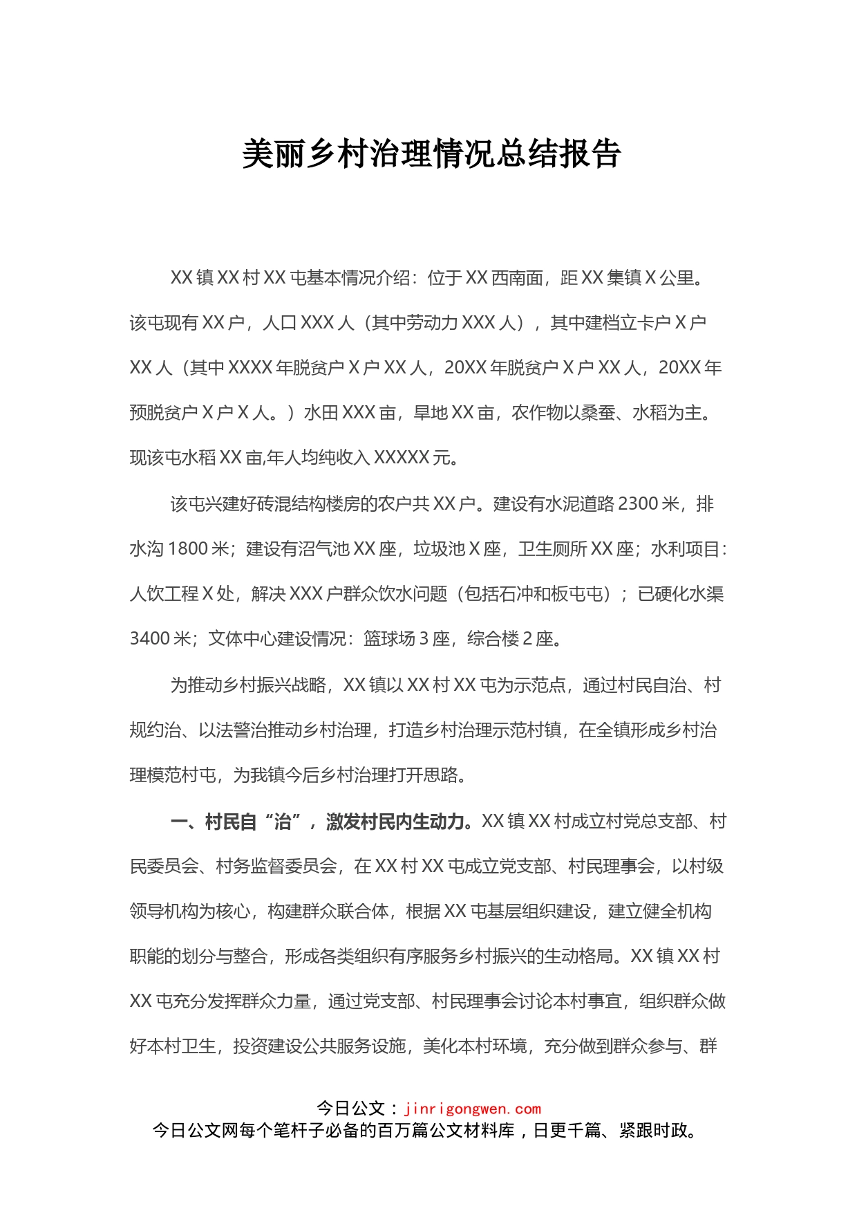 美丽乡村治理情况总结报告(1)_第1页