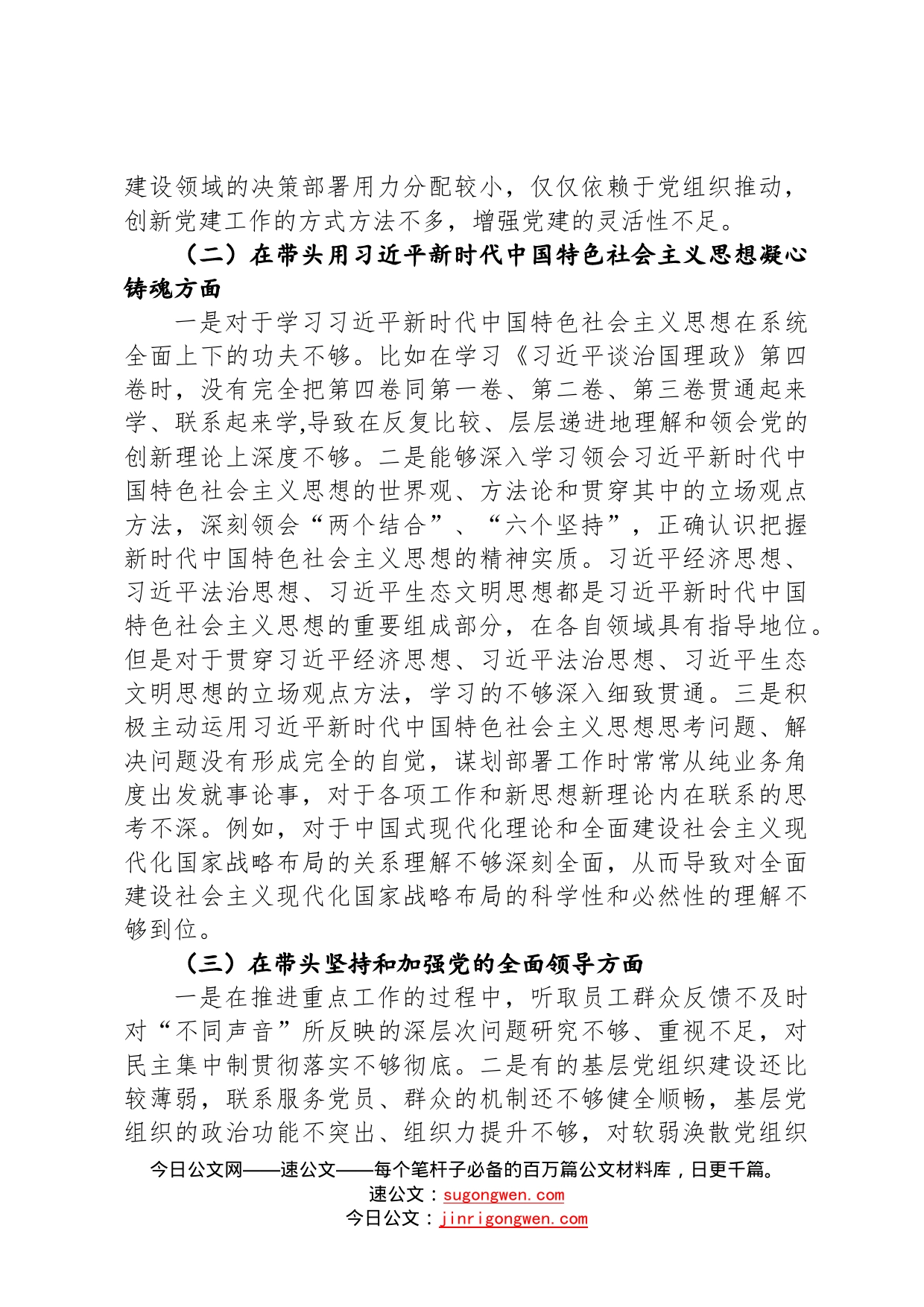 班子副职2022年度民主生活会对照检查材料82_第2页