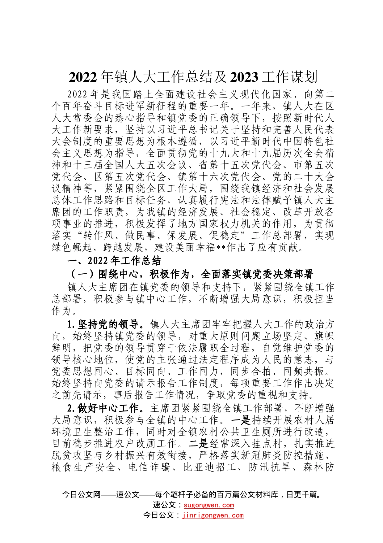 2022年镇人大工作总结及2023工作谋划32_第1页