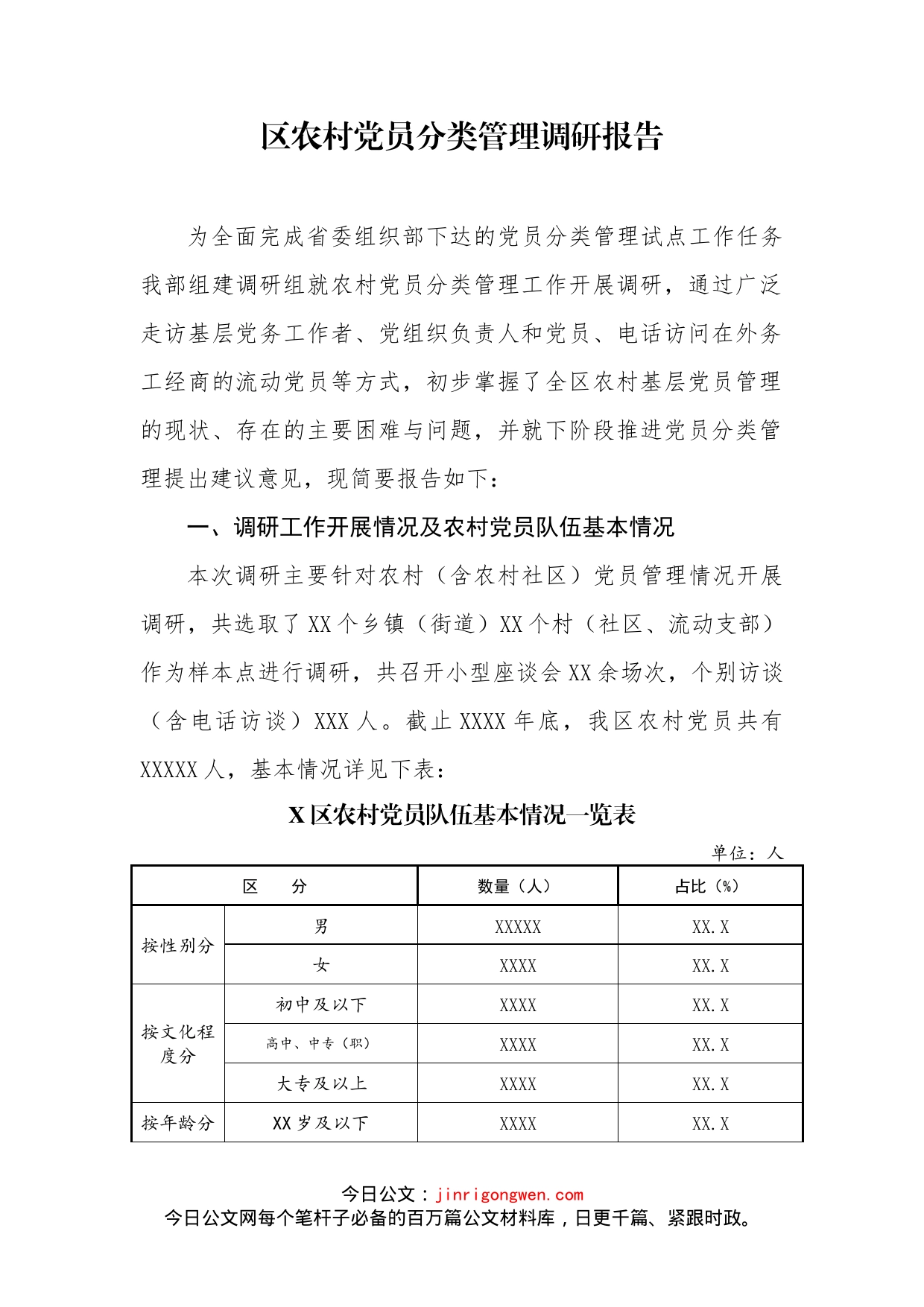 区农村党员分类管理调研报告_第1页