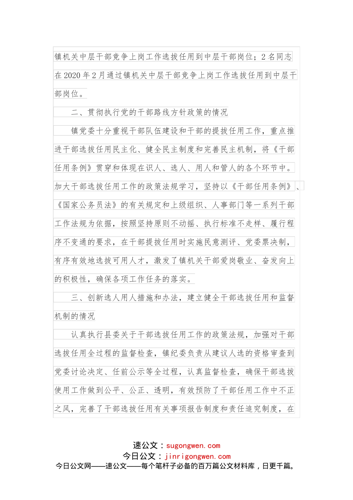 乡镇党委干部选拔任用”一报告两评议”报告_第2页