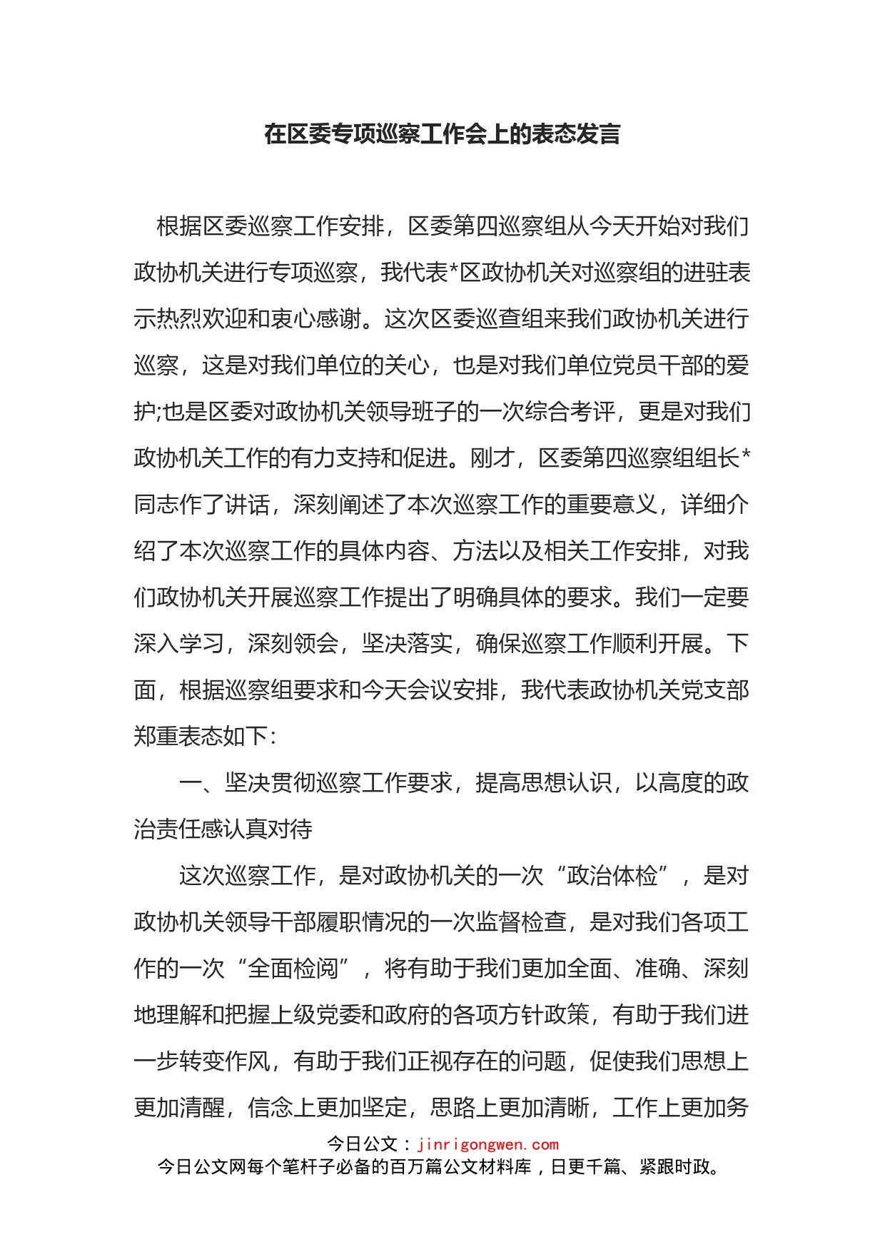 在区委专项巡察工作会上的表态发言_第2页