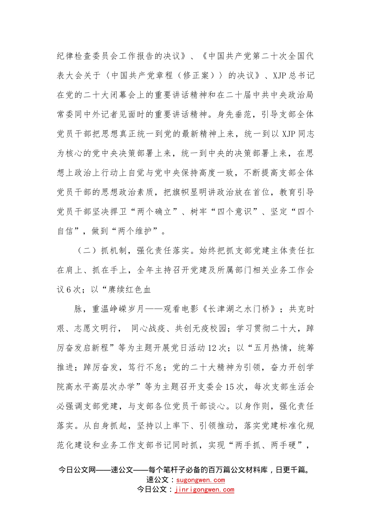 抓党建工作述职报告（支部书记）—今日公文网_第2页