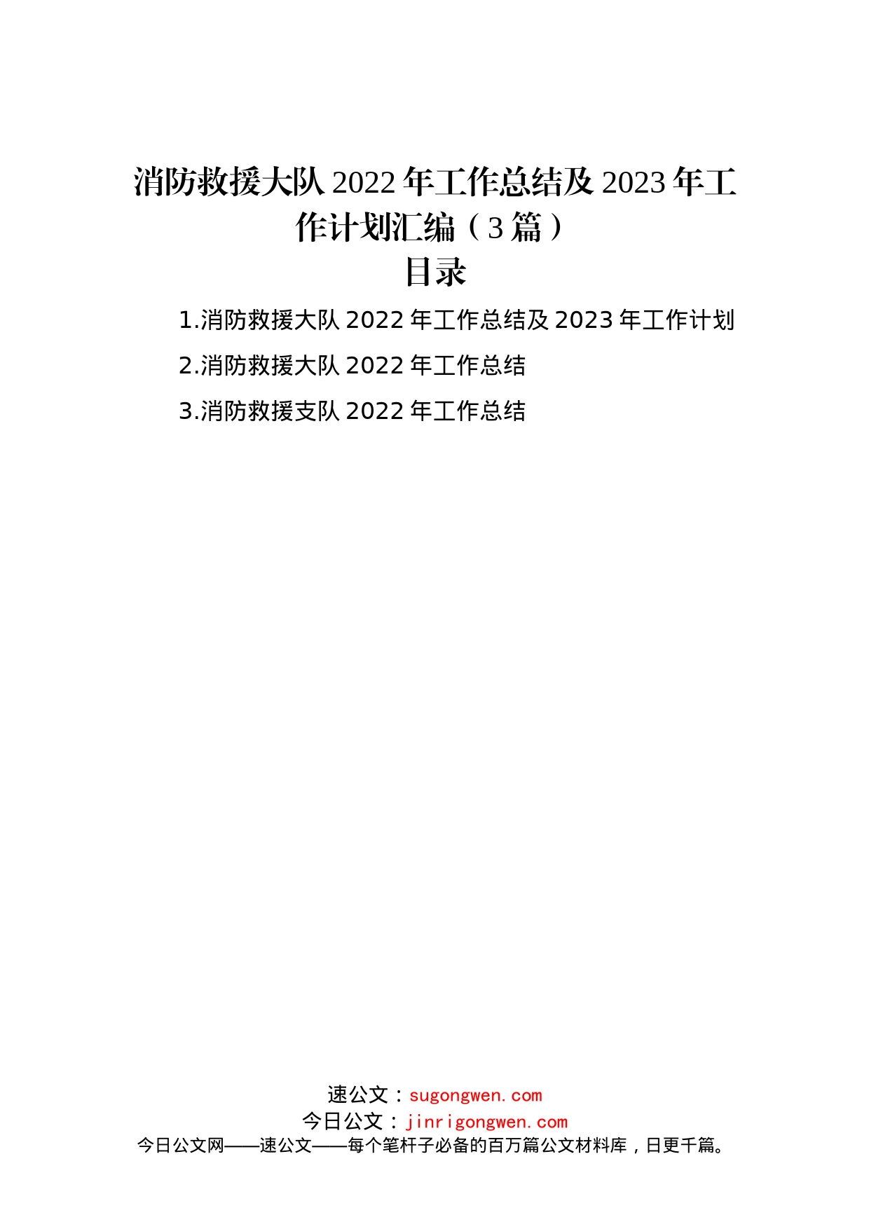 消防救援大队2022年工作总结及2023年工作计划汇编（3篇）_第1页