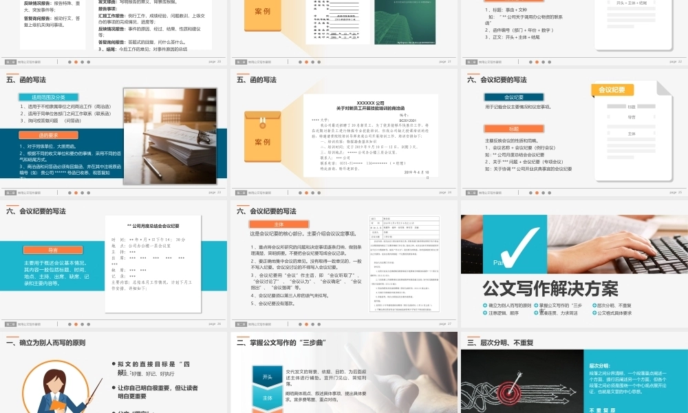 企业行政人员实用公文写作材料写作技巧讲解PPT课件模板