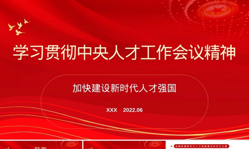 学习贯彻人才工作会议精神主题党课讲稿（）PPT课件模板