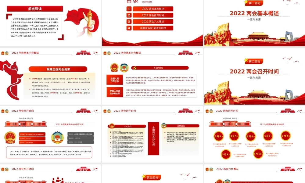 学习贯彻年全国两会精神解读专题党课：聚焦全国两会一起向未来PPT课件模板