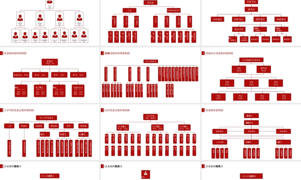 党务组织架构图标合集PPT课件模板