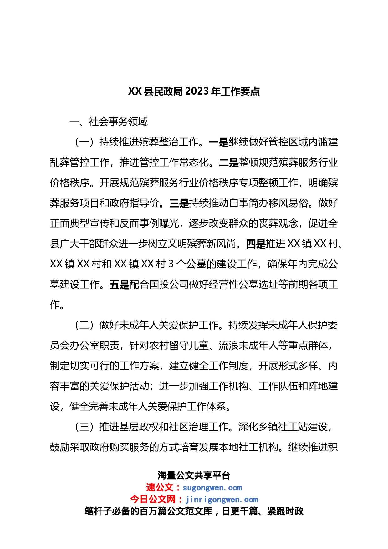 县民政局2023年工作要点_第1页