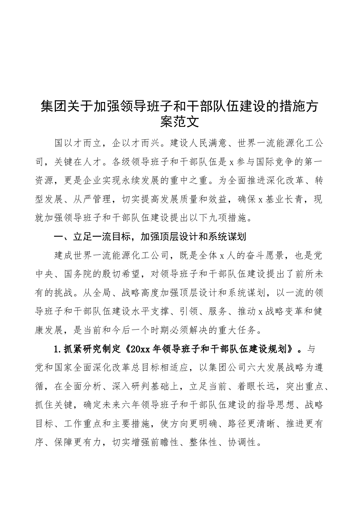 集团关于加强领导班子和干部队伍建设的措施方案范文（公司，国有企业，国企）_第1页