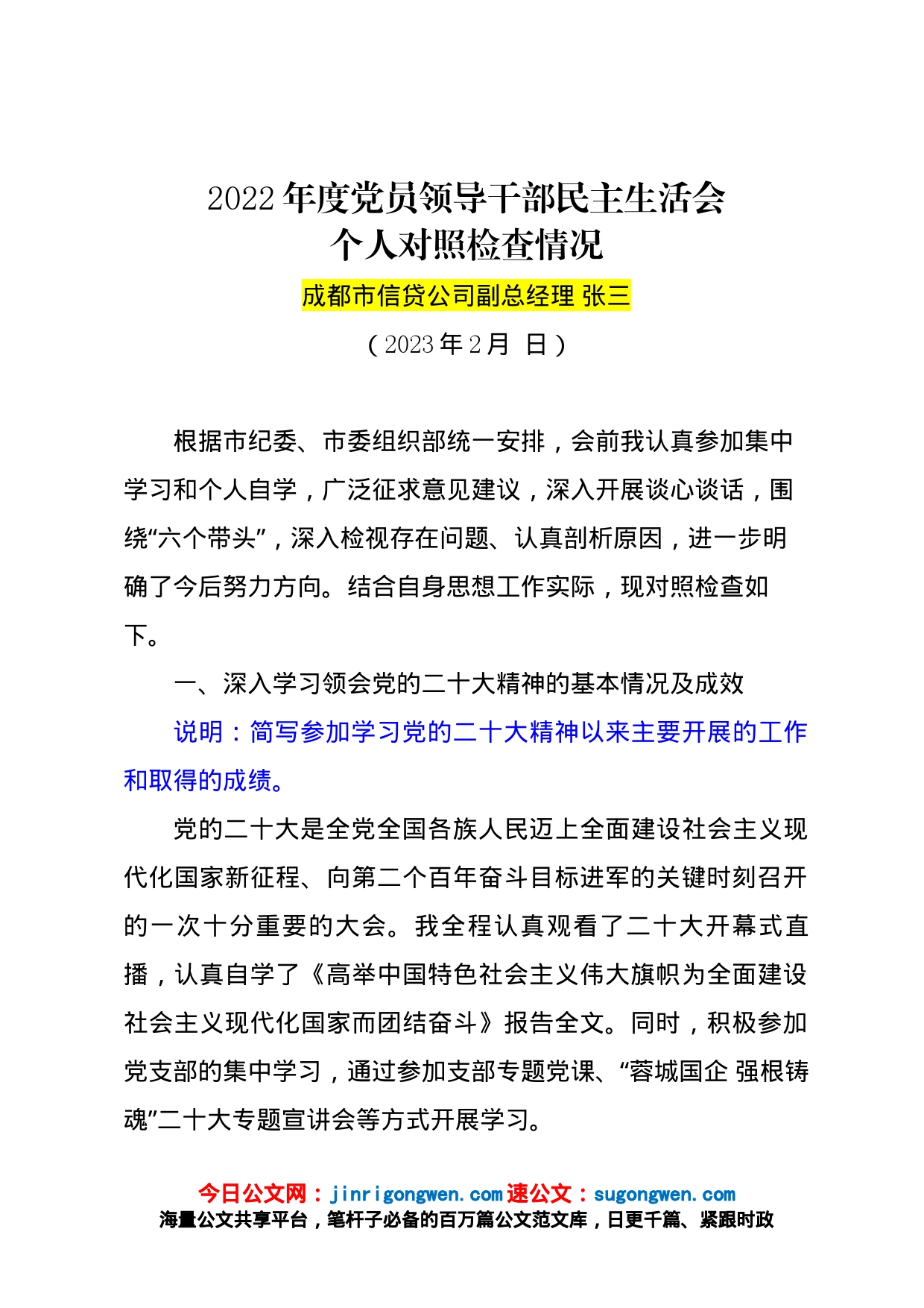 国企班子成员民主生活会个人对照检查情况_第1页