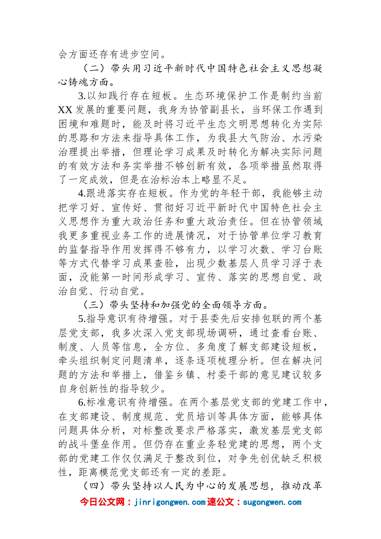 2022年度挂职副县长民主生活会发言提纲_第2页