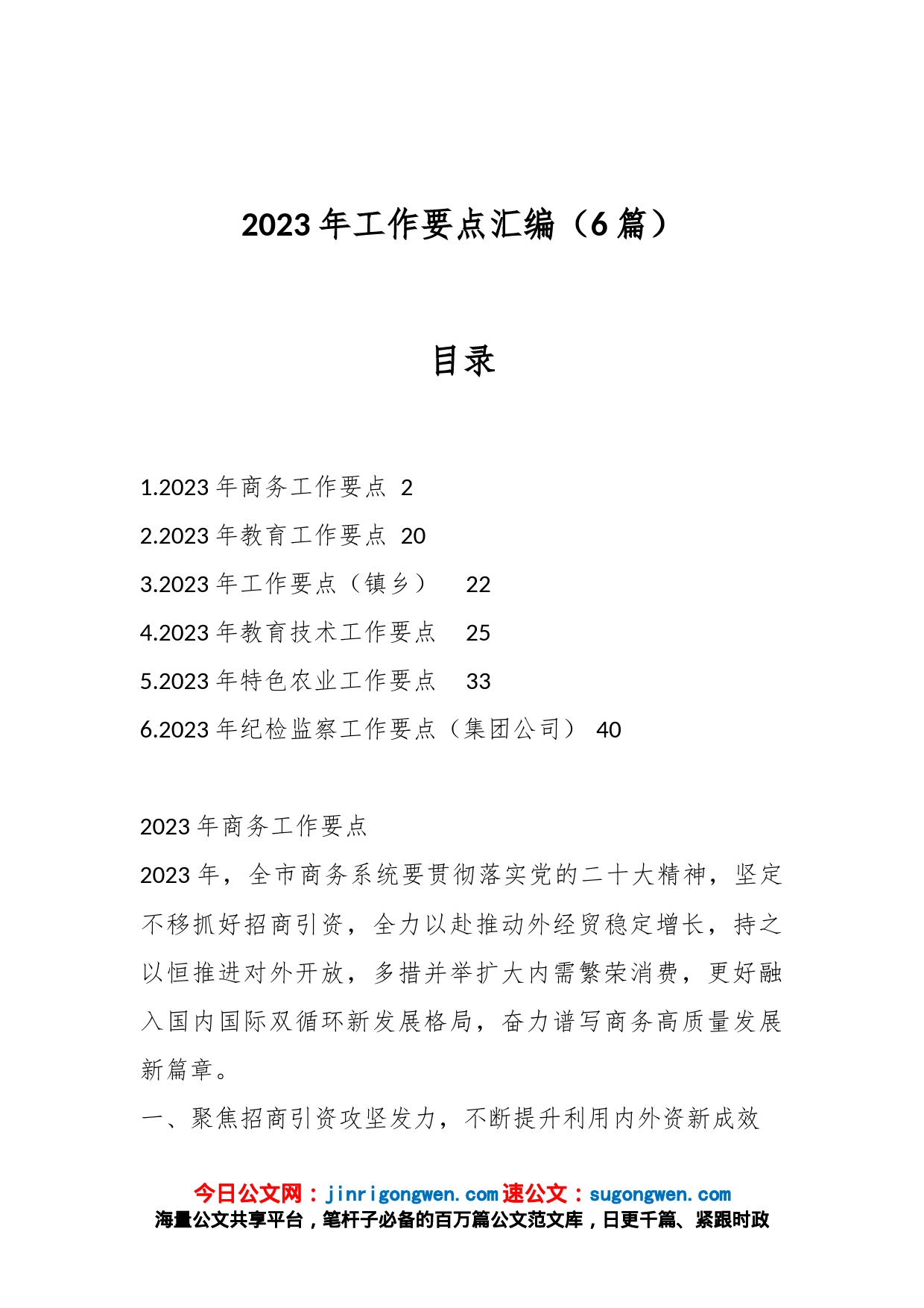 （6篇）2023年工作要点汇编_第1页